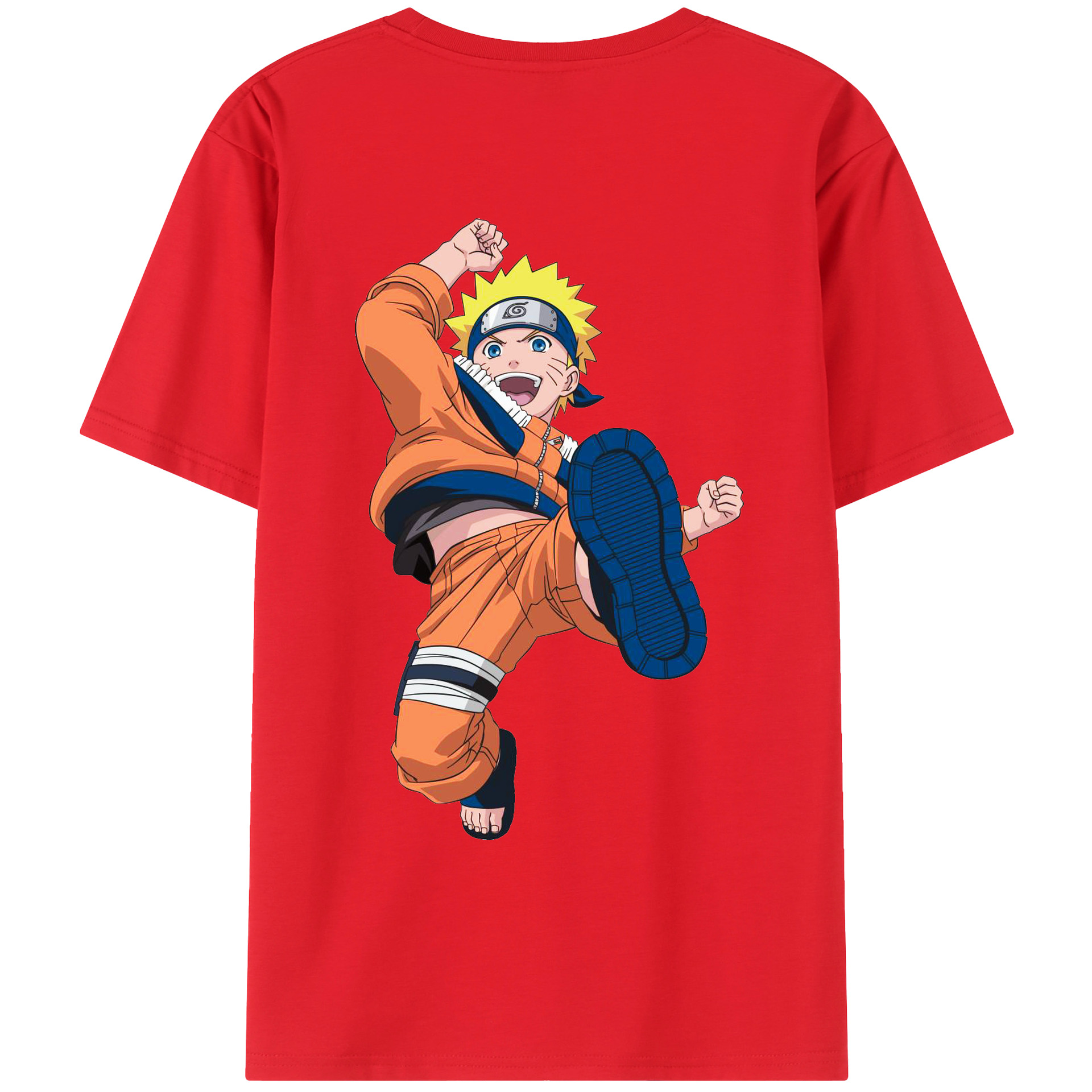 （画像用） NARUTO -ナルト- うずまき ナルト Uzumaki Naruto 綿100％ メンズ半袖Tシャツ（バックプリント） 通気性