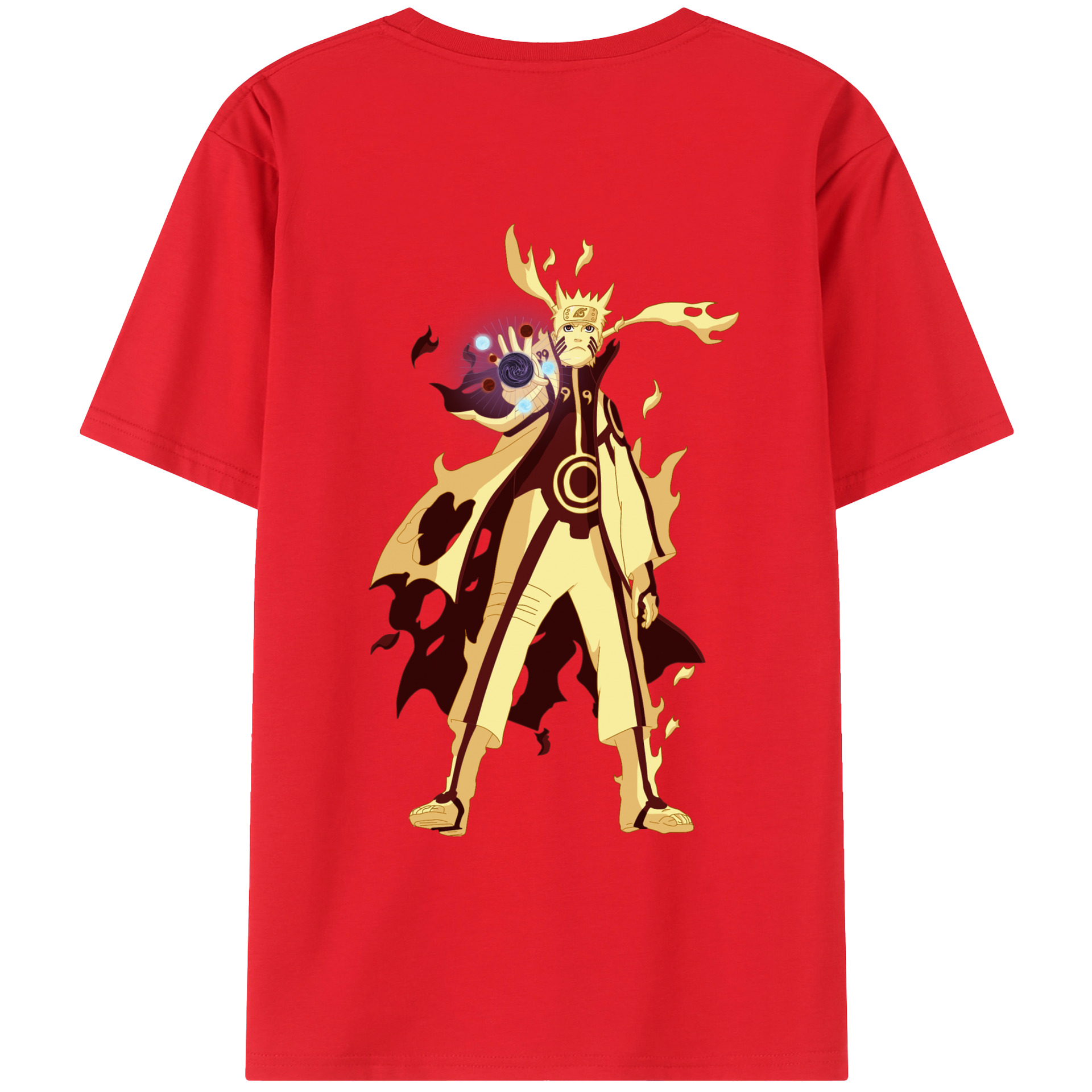 （画像用） NARUTO -ナルト- うずまき ナルト Uzumaki Naruto 綿100％ メンズ半袖Tシャツ（バックプリント） 通気性