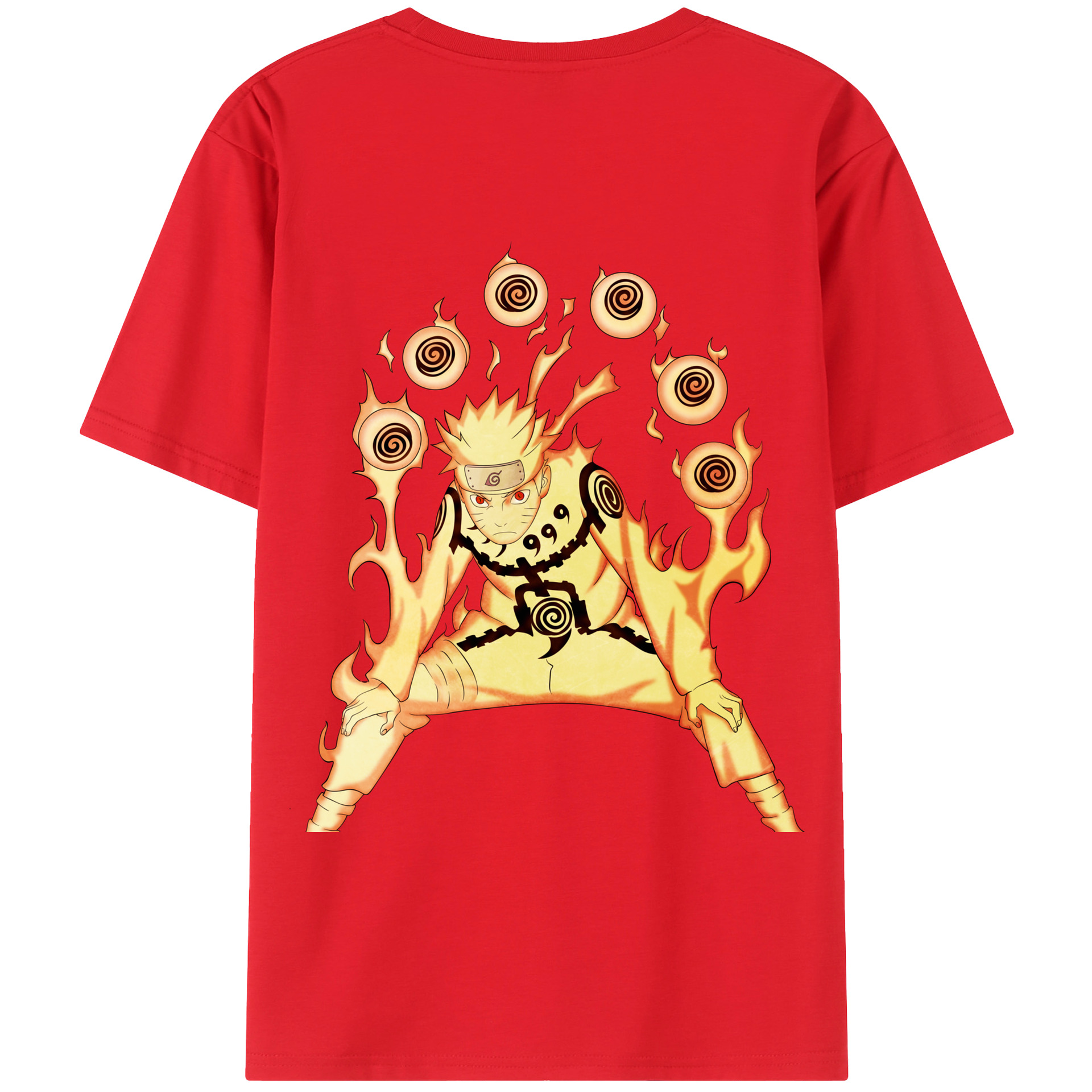 （画像用） NARUTO -ナルト- うずまき ナルト Uzumaki Naruto 綿100％ メンズ半袖Tシャツ（バックプリント） 通気性