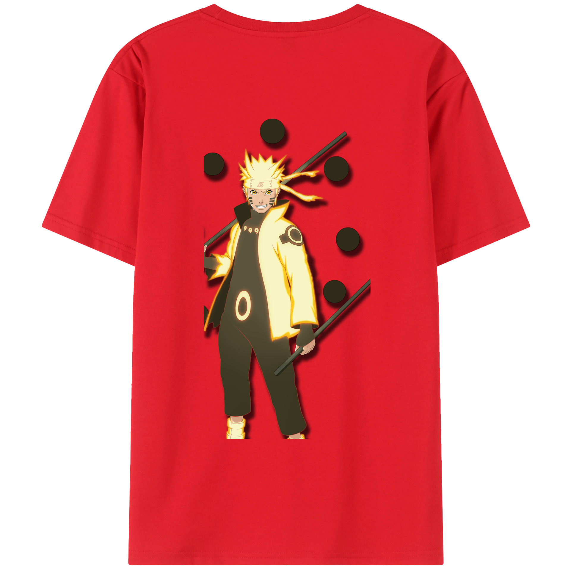 （画像用） NARUTO -ナルト- うずまき ナルト Uzumaki Naruto 綿100％ メンズ半袖Tシャツ（バックプリント） 通気性