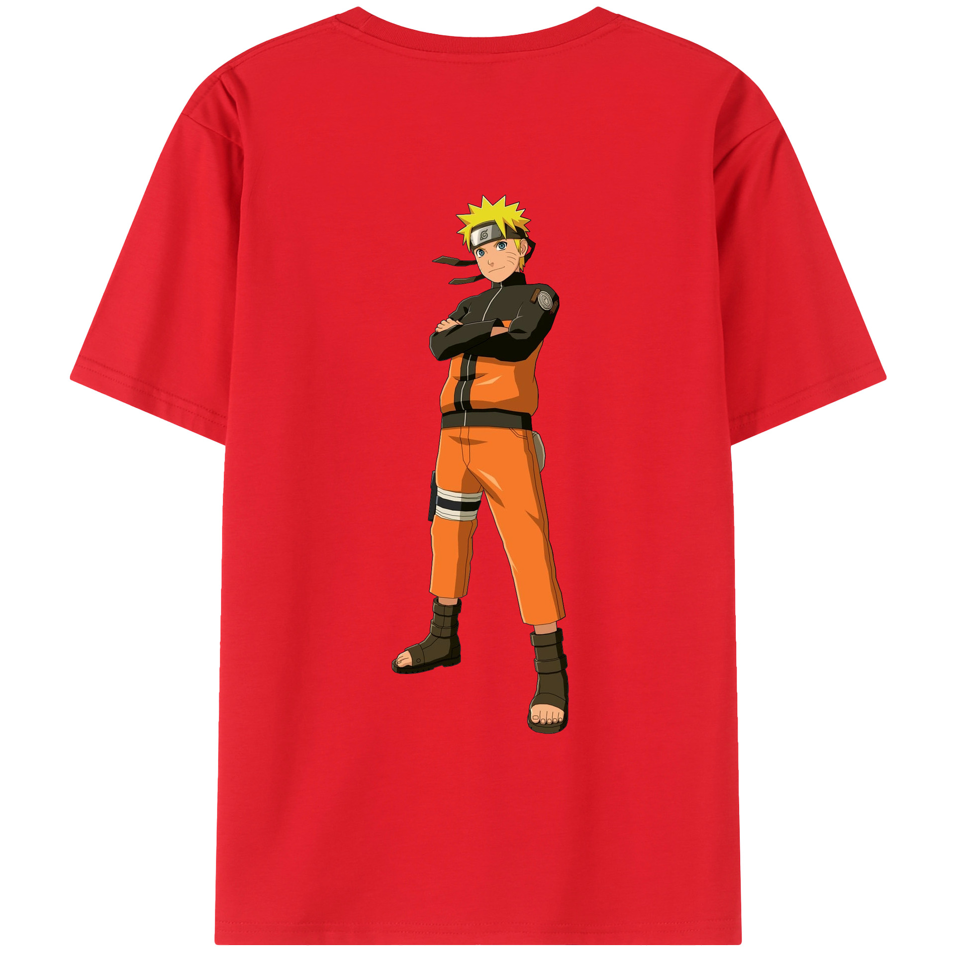 （画像用） NARUTO -ナルト- うずまき ナルト Uzumaki Naruto 綿100％ メンズ半袖Tシャツ（バックプリント） 通気性