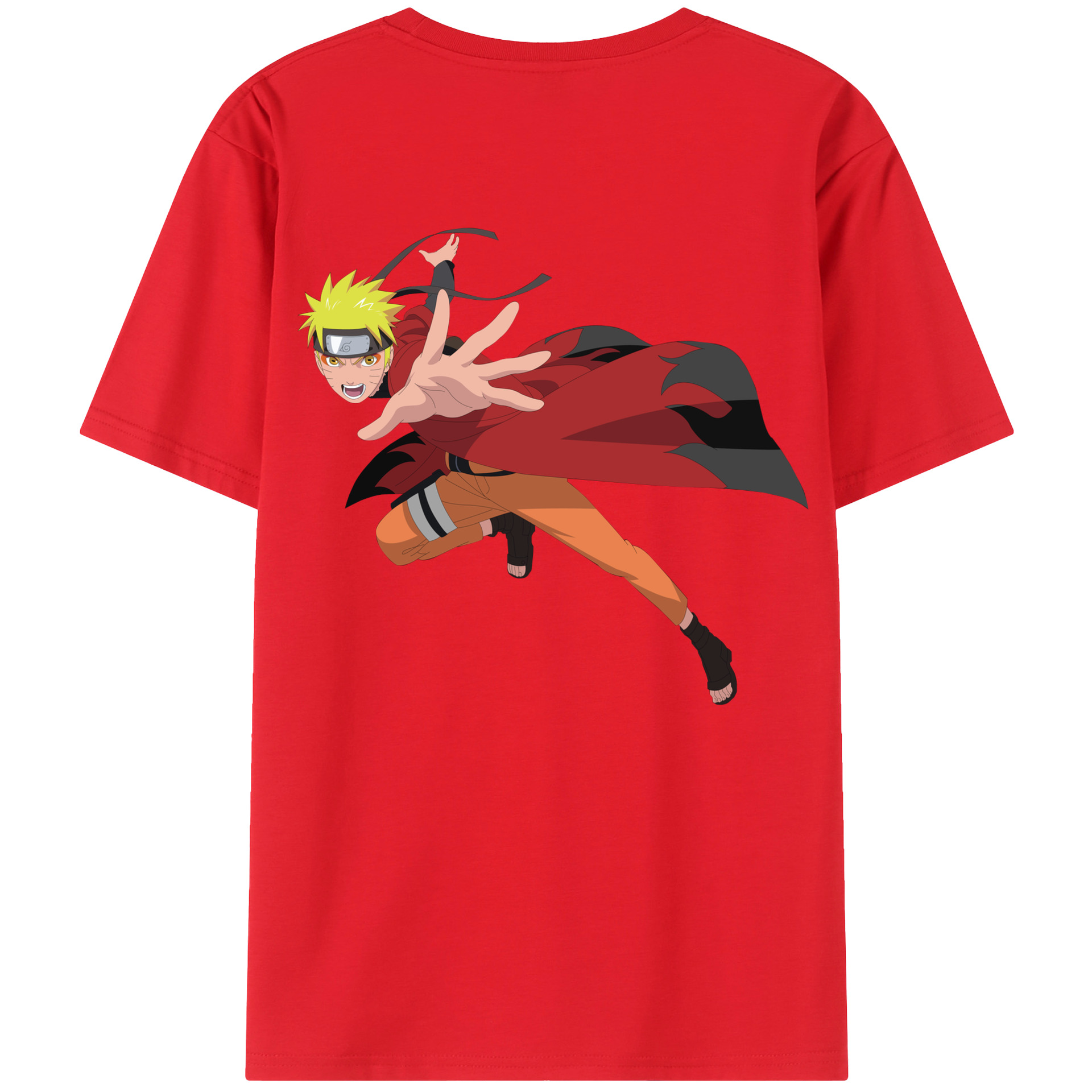 （画像用） NARUTO -ナルト- うずまき ナルト Uzumaki Naruto 綿100％ メンズ半袖Tシャツ（バックプリント） 通気性