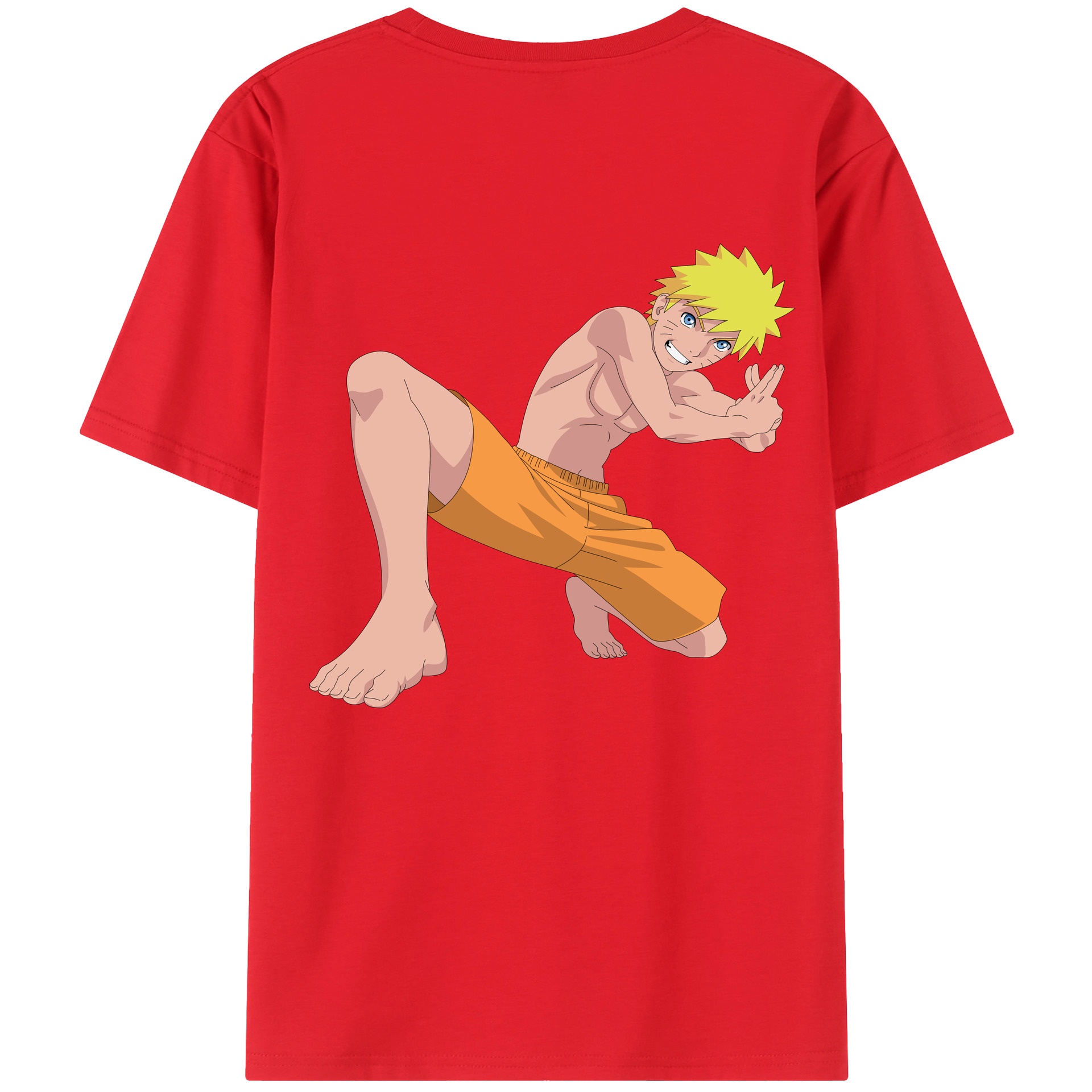 （画像用） NARUTO -ナルト- うずまき ナルト Uzumaki Naruto 綿100％ メンズ半袖Tシャツ（バックプリント） 通気性