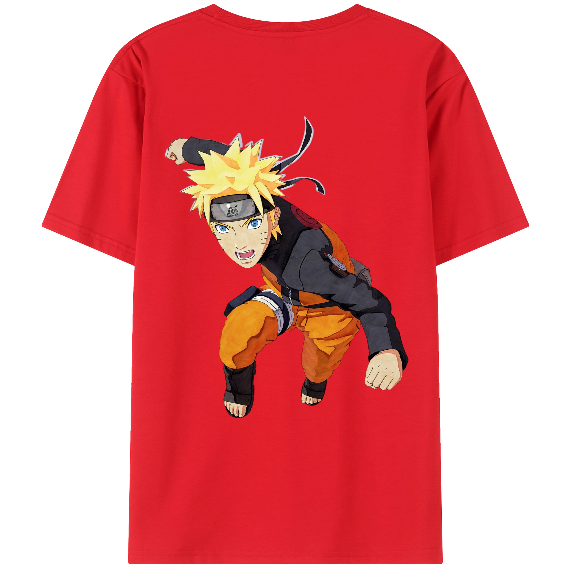 （画像用） NARUTO -ナルト- うずまき ナルト Uzumaki Naruto 綿100％ メンズ半袖Tシャツ（バックプリント） 通気性