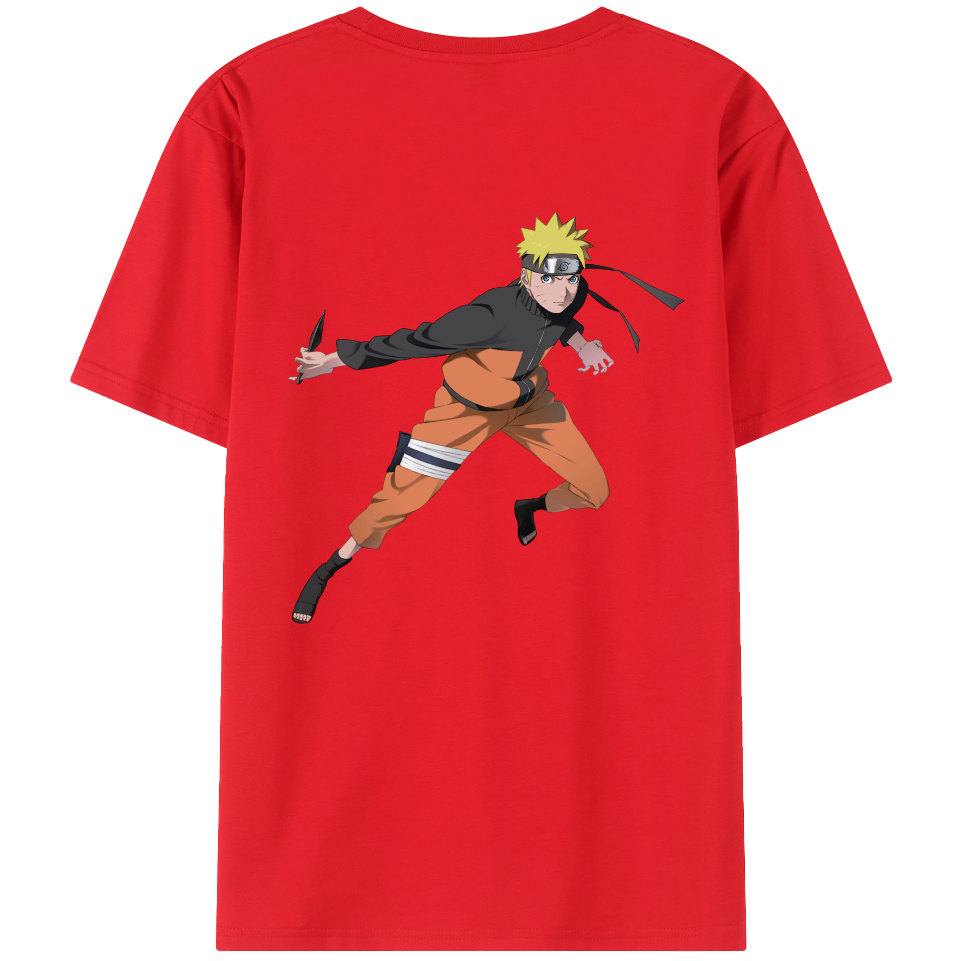 （画像用） NARUTO -ナルト- うずまき ナルト Uzumaki Naruto 綿100％ メンズ半袖Tシャツ（バックプリント） 通気性