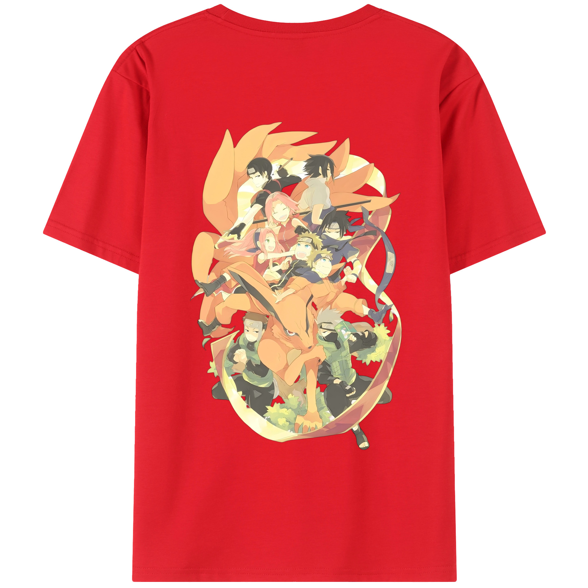 （画像用） NARUTO -ナルト- うずまき ナルト Uzumaki Naruto 綿100％ メンズ半袖Tシャツ（バックプリント） 通気性