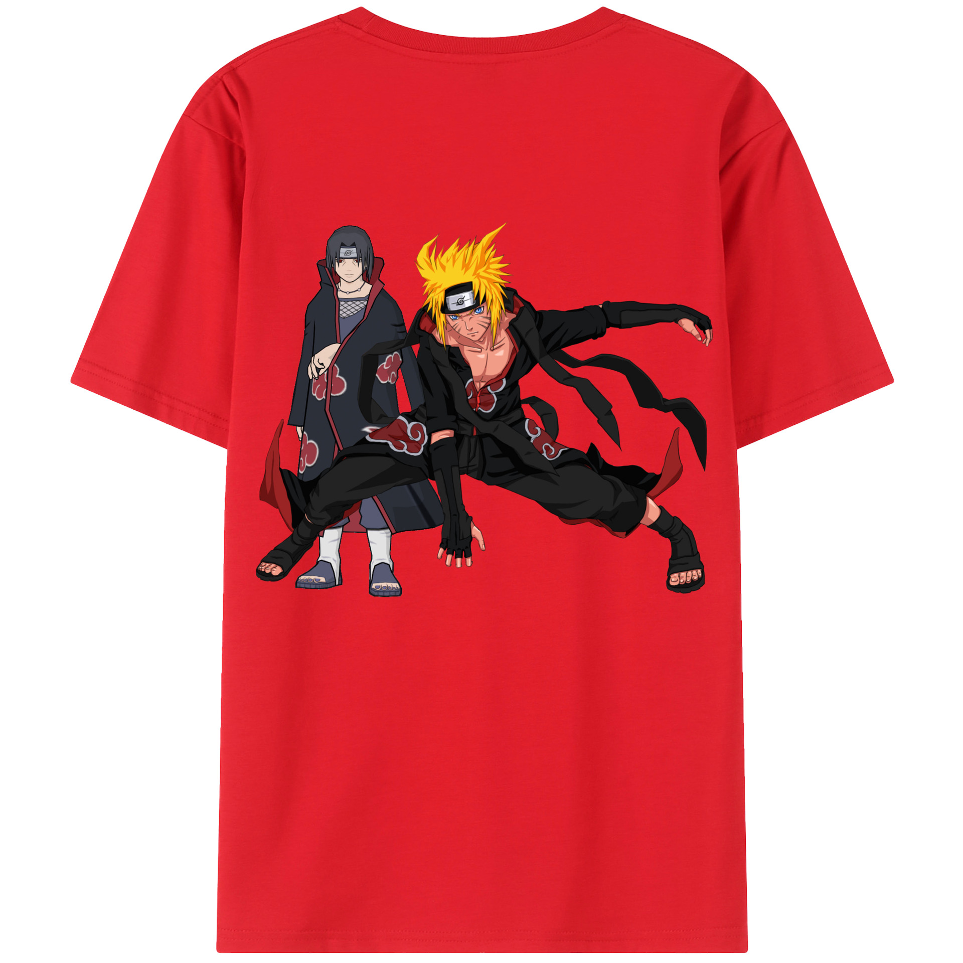 （画像用） NARUTO -ナルト- うずまき ナルト Uzumaki Naruto 綿100％ メンズ半袖Tシャツ（バックプリント） 通気性