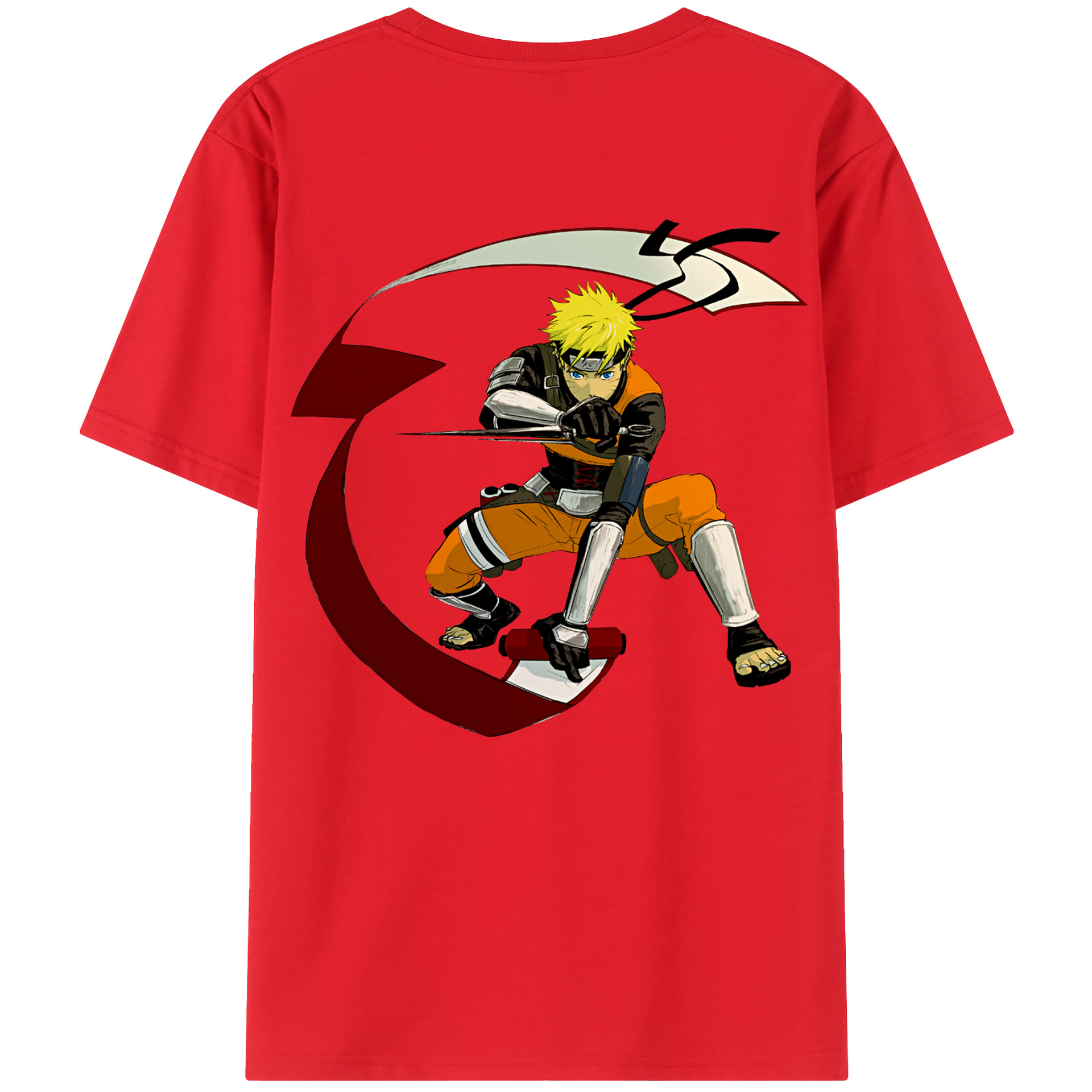 （画像用） NARUTO -ナルト- うずまき ナルト Uzumaki Naruto 綿100％ メンズ半袖Tシャツ（バックプリント） 通気性