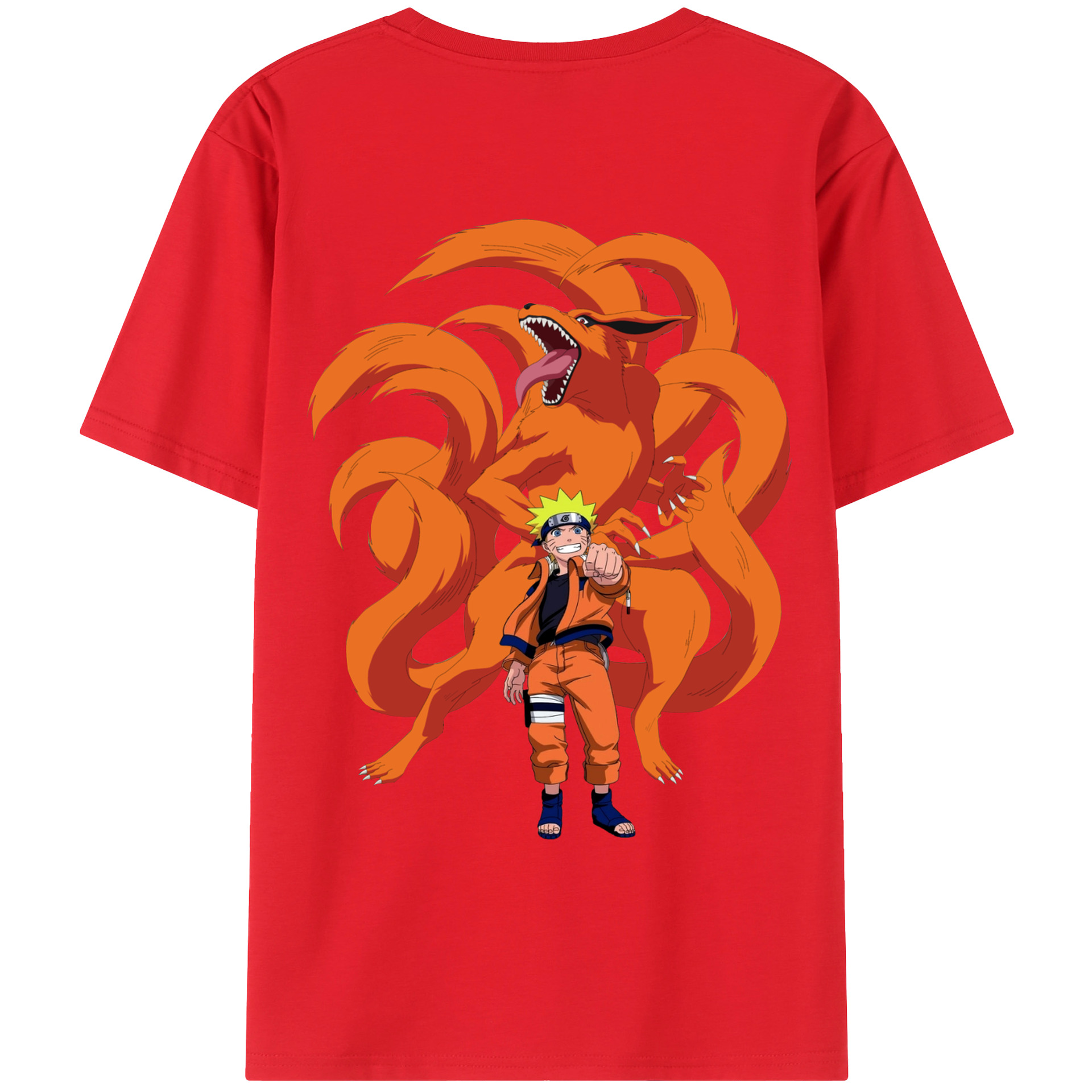 （画像用） NARUTO -ナルト- うずまき ナルト Uzumaki Naruto 綿100％ メンズ半袖Tシャツ（バックプリント） 通気性