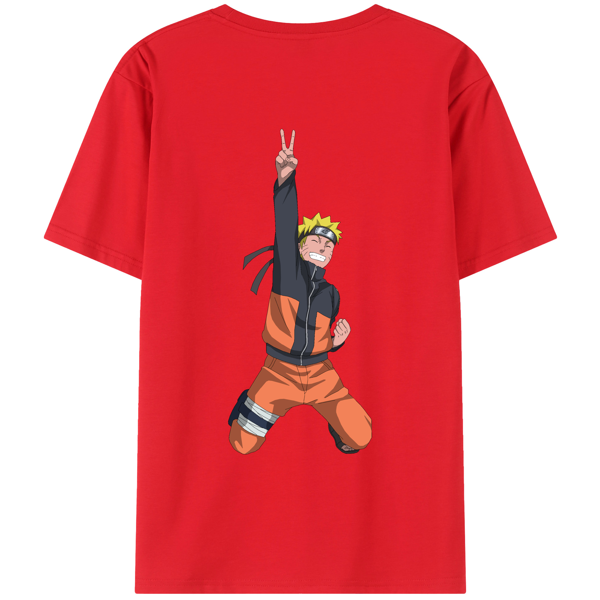 （画像用） NARUTO -ナルト- うずまき ナルト Uzumaki Naruto 綿100％ メンズ半袖Tシャツ（バックプリント） 通気性