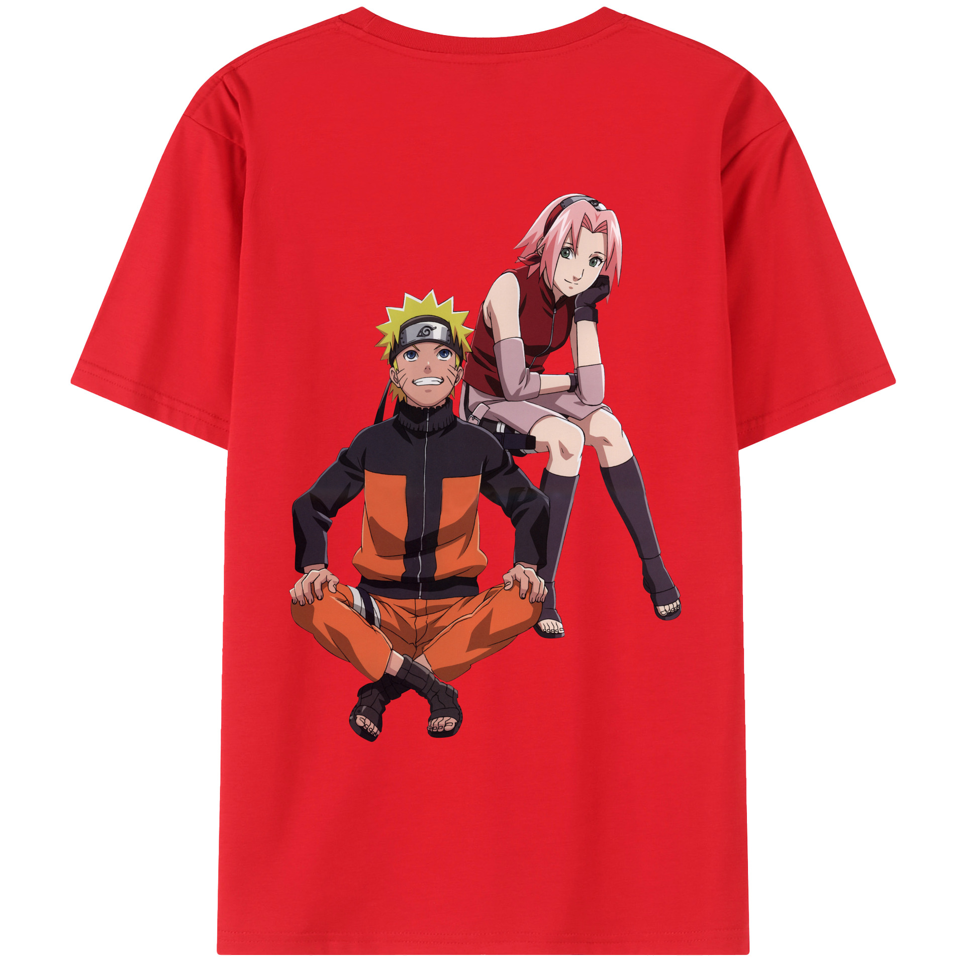（画像用） NARUTO -ナルト- うずまき ナルト Uzumaki Naruto 綿100％ メンズ半袖Tシャツ（バックプリント） 通気性