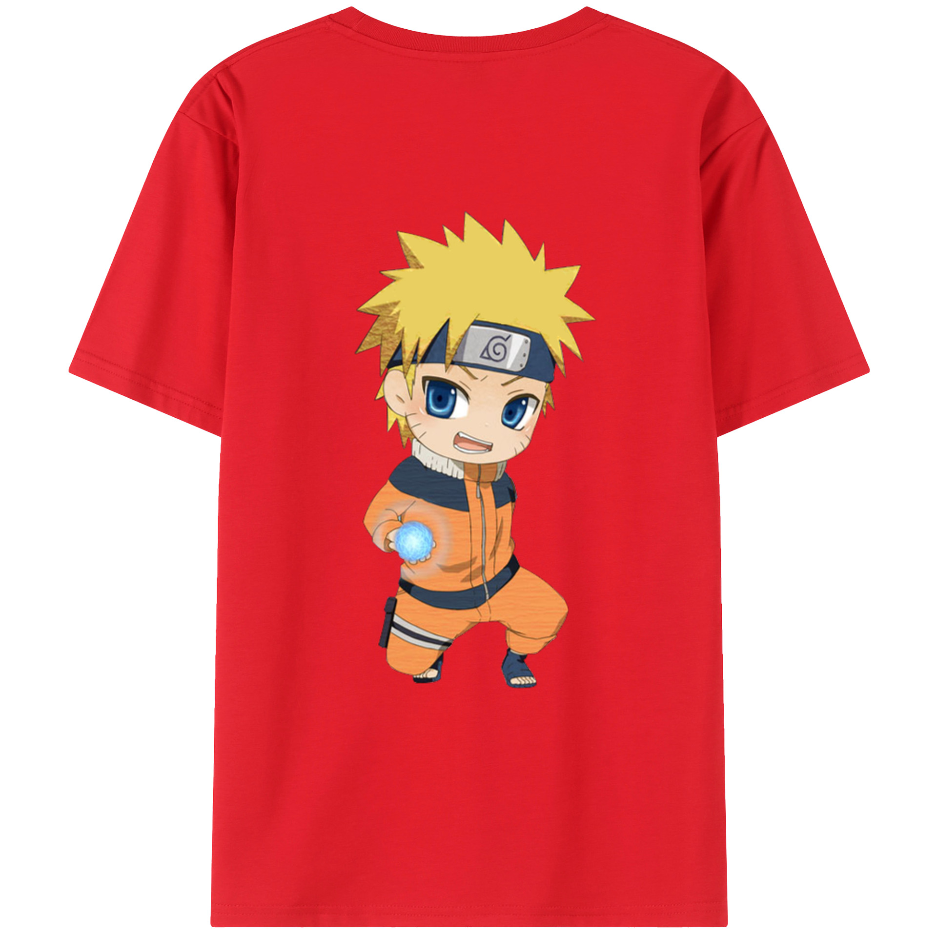 （画像用） NARUTO -ナルト- うずまき ナルト Uzumaki Naruto 綿100％ メンズ半袖Tシャツ（バックプリント） 通気性