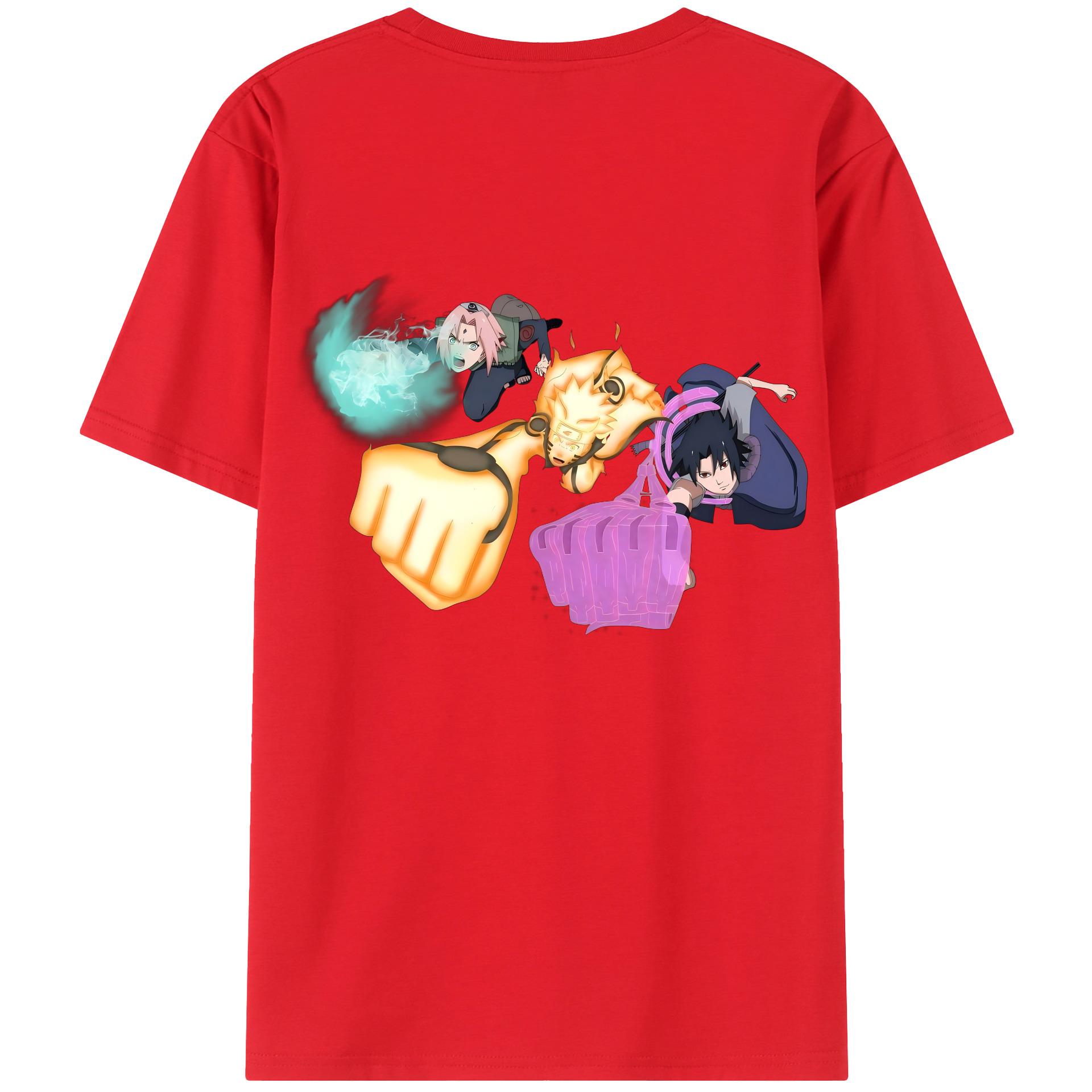 （画像用） NARUTO -ナルト- うずまき ナルト Uzumaki Naruto 綿100％ メンズ半袖Tシャツ（バックプリント） 通気性