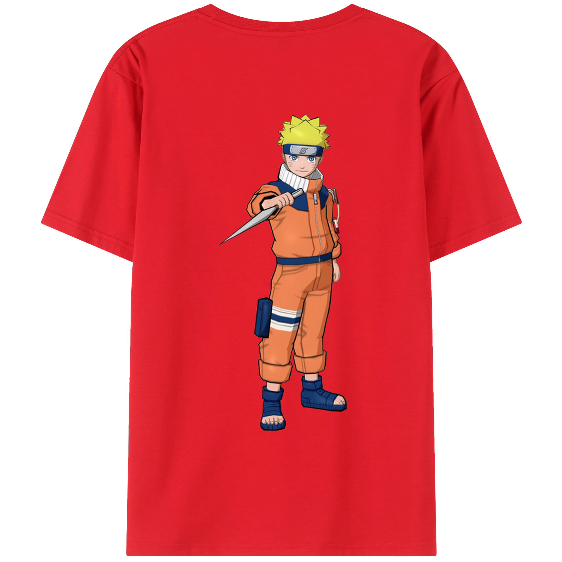 （画像用） NARUTO -ナルト- うずまき ナルト Uzumaki Naruto 綿100％ メンズ半袖Tシャツ（バックプリント） 通気性