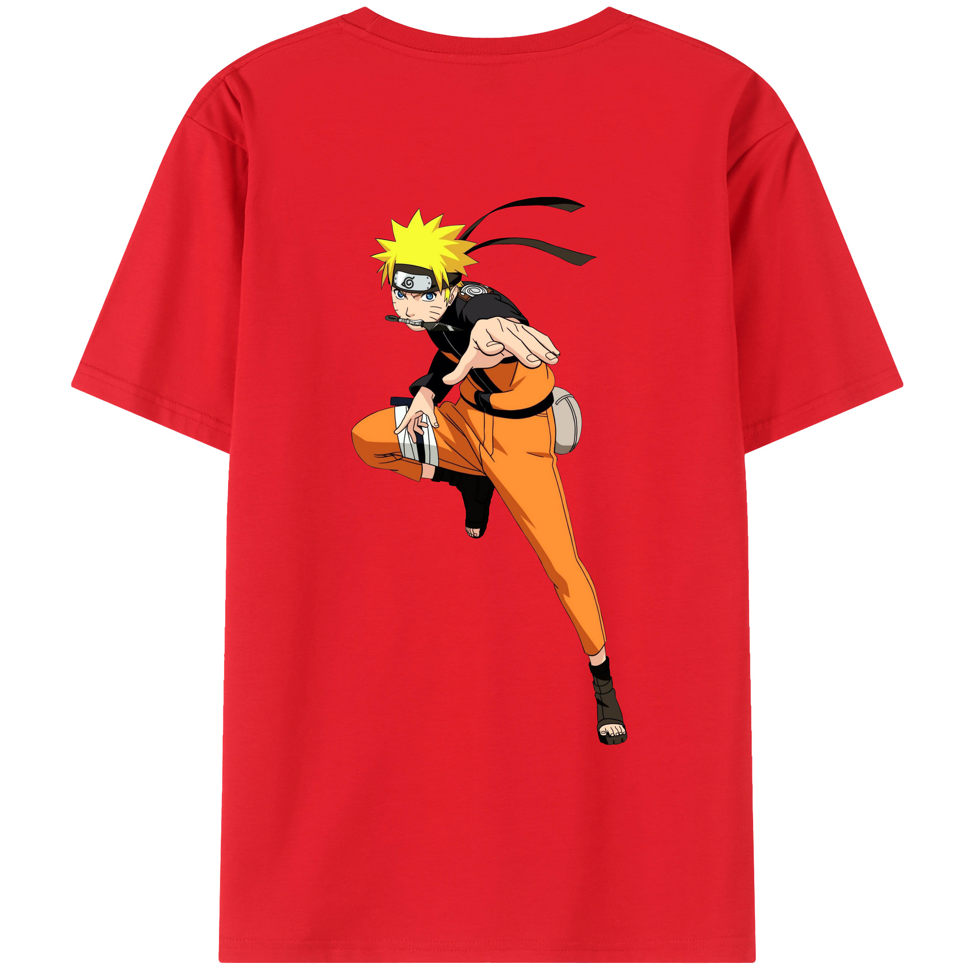 （画像用） NARUTO -ナルト- うずまき ナルト Uzumaki Naruto 綿100％ メンズ半袖Tシャツ（バックプリント） 通気性