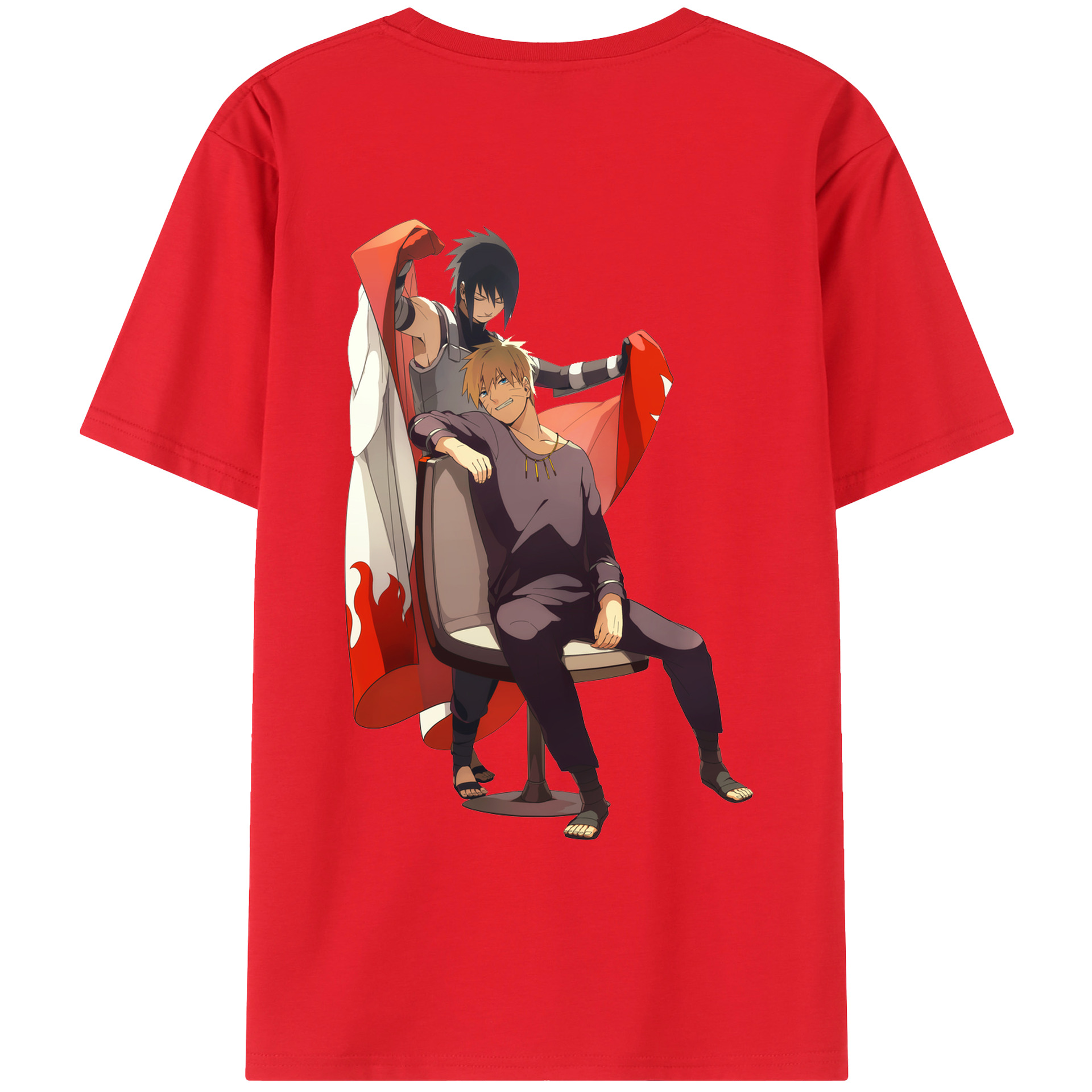 （画像用） NARUTO -ナルト- うずまき ナルト Uzumaki Naruto 綿100％ メンズ半袖Tシャツ（バックプリント） 通気性