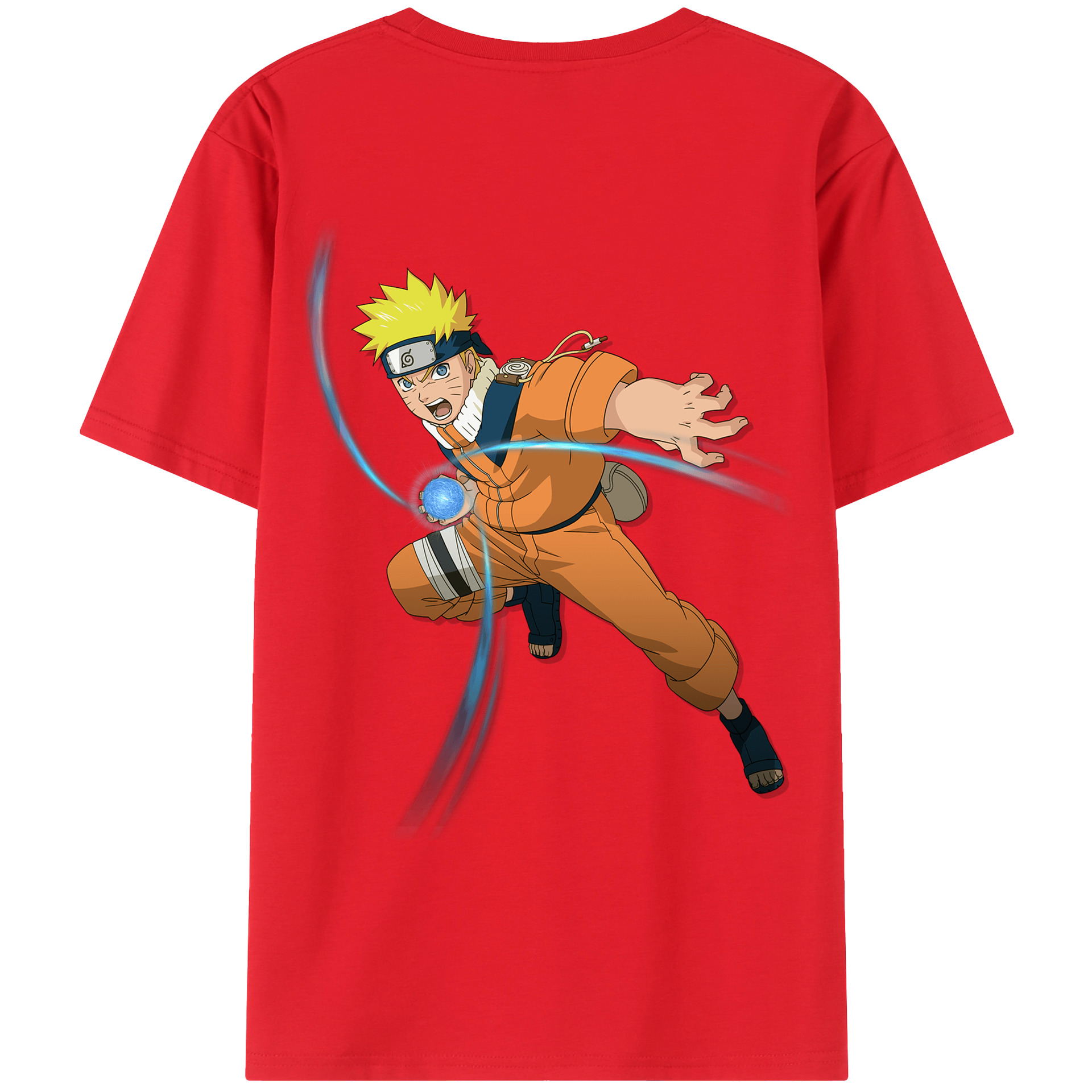 （画像用） NARUTO -ナルト- うずまき ナルト Uzumaki Naruto 綿100％ メンズ半袖Tシャツ（バックプリント） 通気性