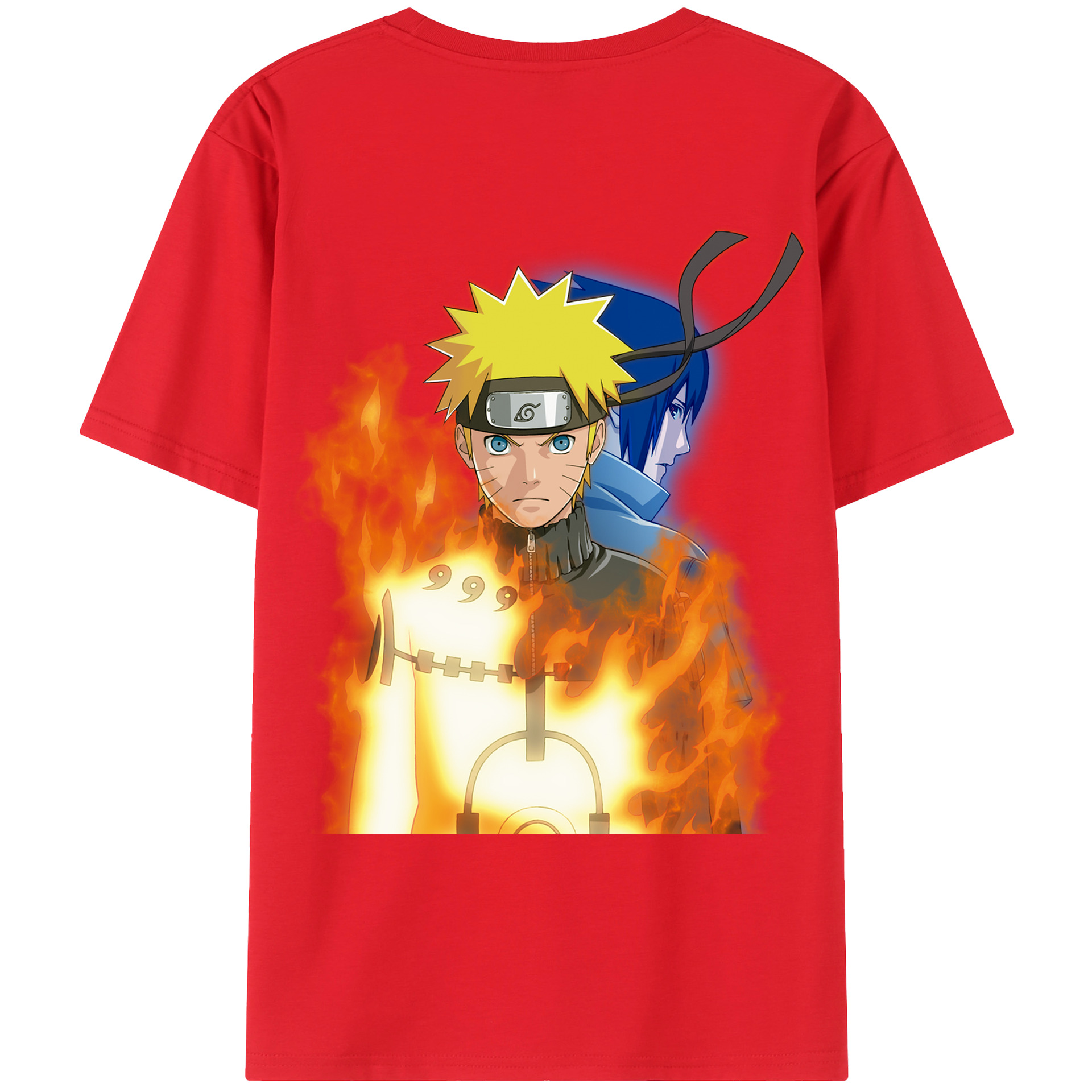 （画像用） NARUTO -ナルト- うずまき ナルト Uzumaki Naruto 綿100％ メンズ半袖Tシャツ（バックプリント） 通気性