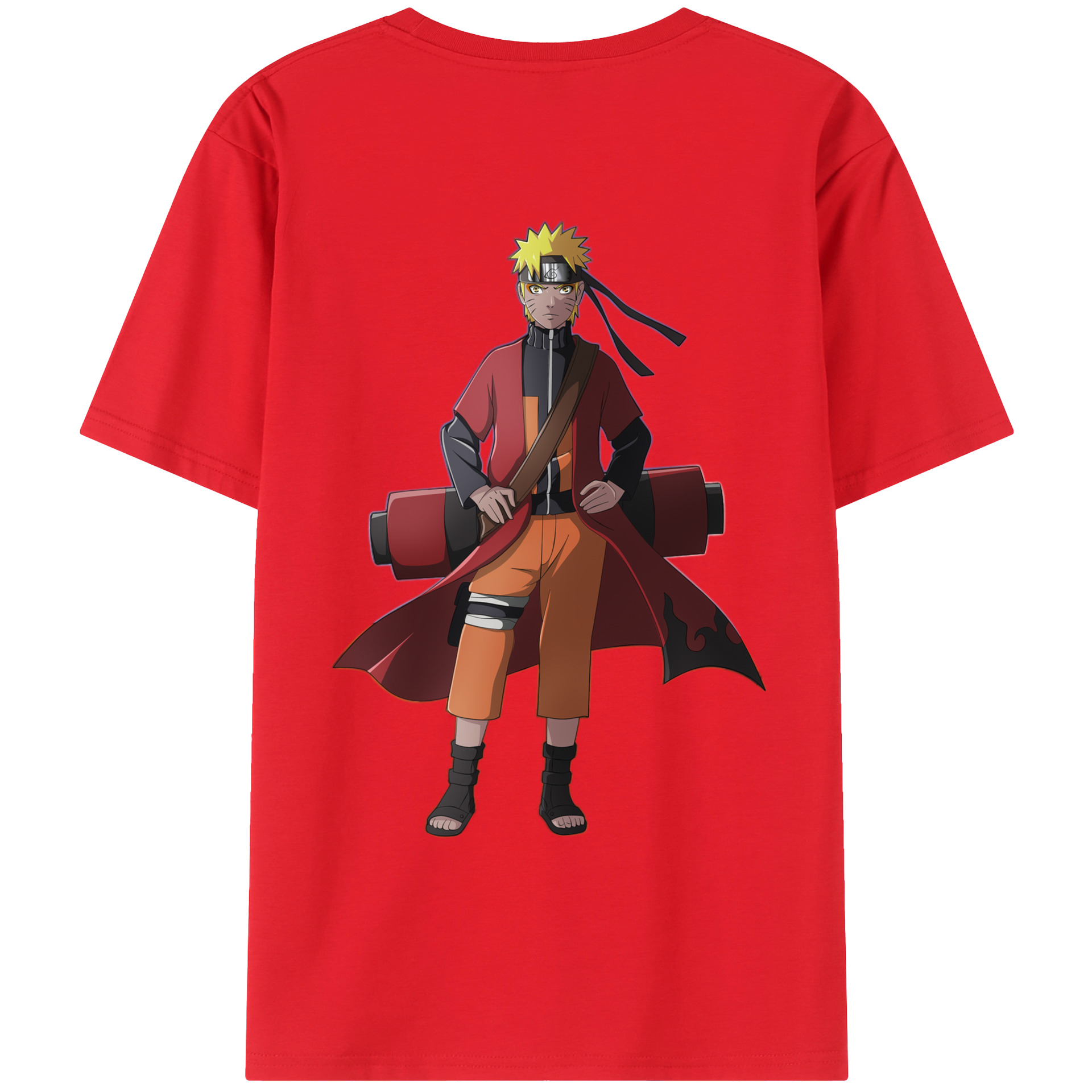 （画像用） NARUTO -ナルト- うずまき ナルト Uzumaki Naruto 綿100％ メンズ半袖Tシャツ（バックプリント） 通気性