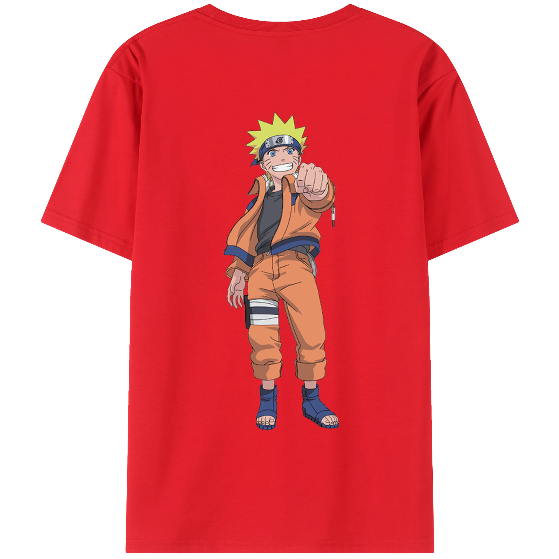 （画像用） NARUTO -ナルト- うずまき ナルト Uzumaki Naruto 綿100％ メンズ半袖Tシャツ（バックプリント） 通気性