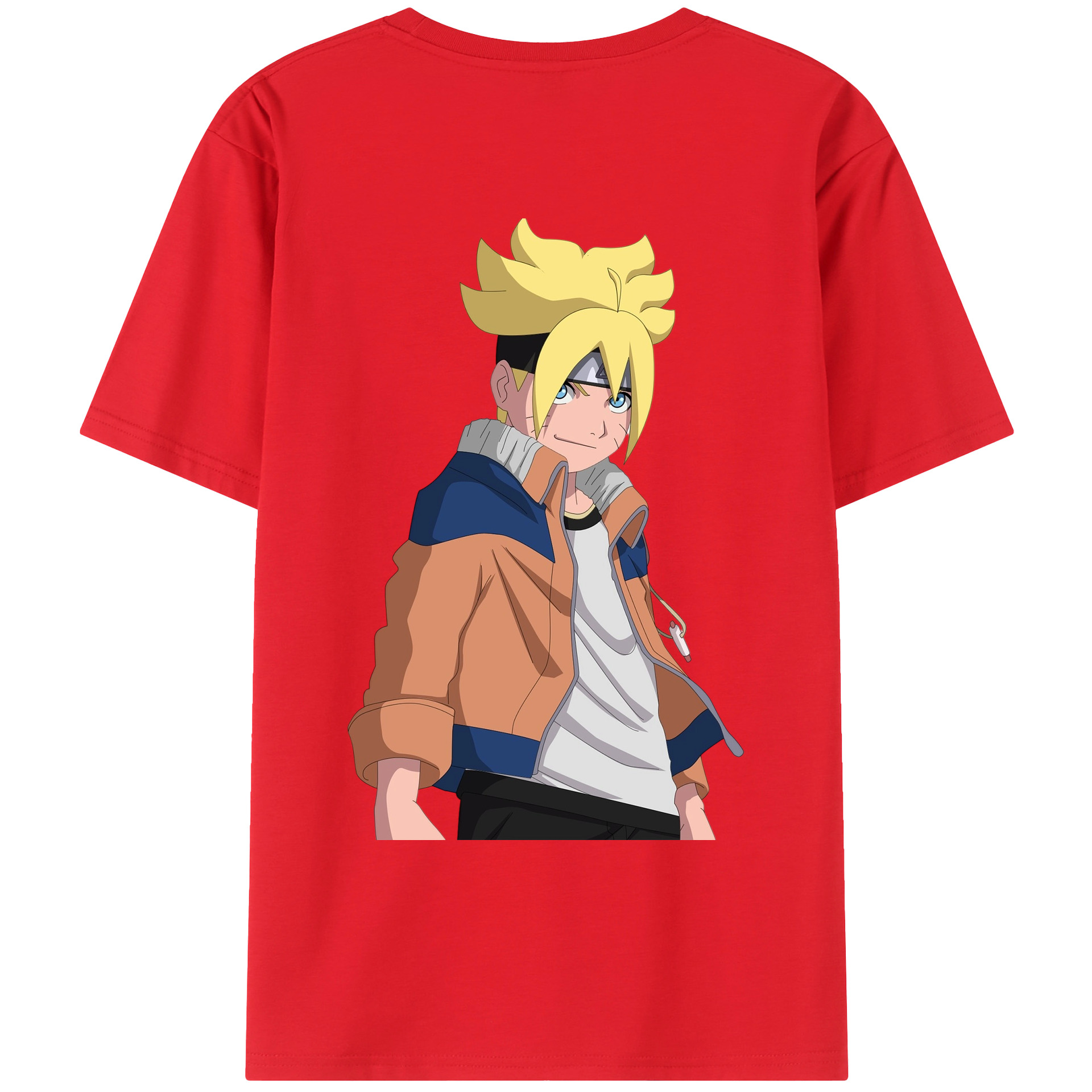 （画像用） NARUTO -ナルト- うずまき ナルト Uzumaki Naruto 綿100％ メンズ半袖Tシャツ（バックプリント） 通気性