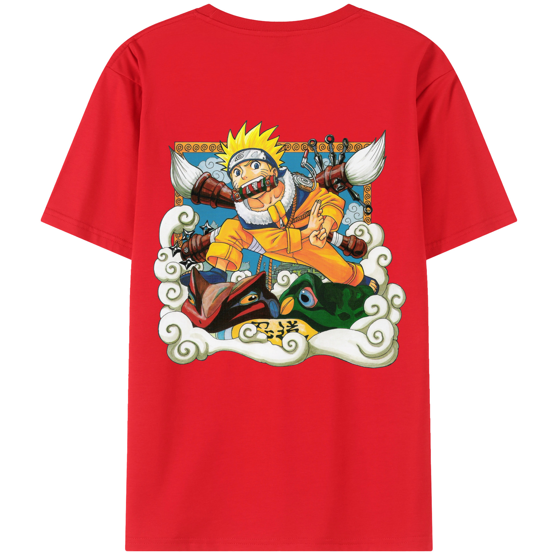 （画像用） NARUTO -ナルト- うずまき ナルト Uzumaki Naruto 綿100％ メンズ半袖Tシャツ（バックプリント） 通気性