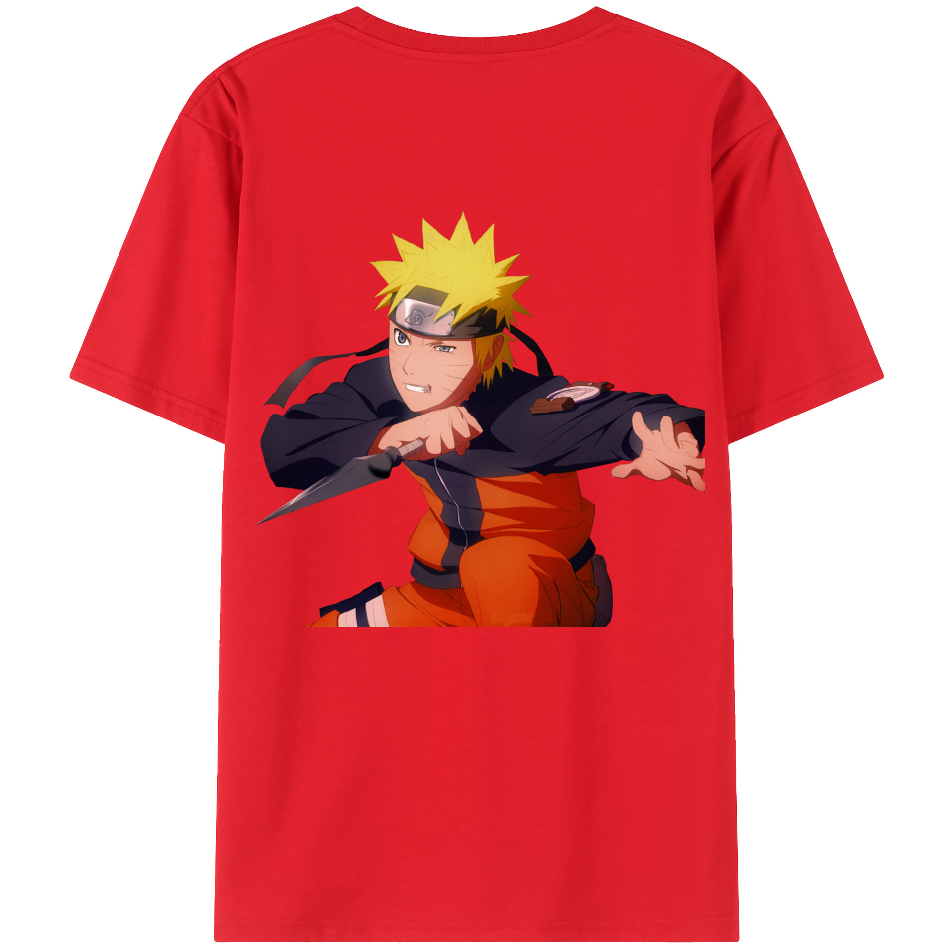 （画像用） NARUTO -ナルト- うずまき ナルト Uzumaki Naruto 綿100％ メンズ半袖Tシャツ（バックプリント） 通気性