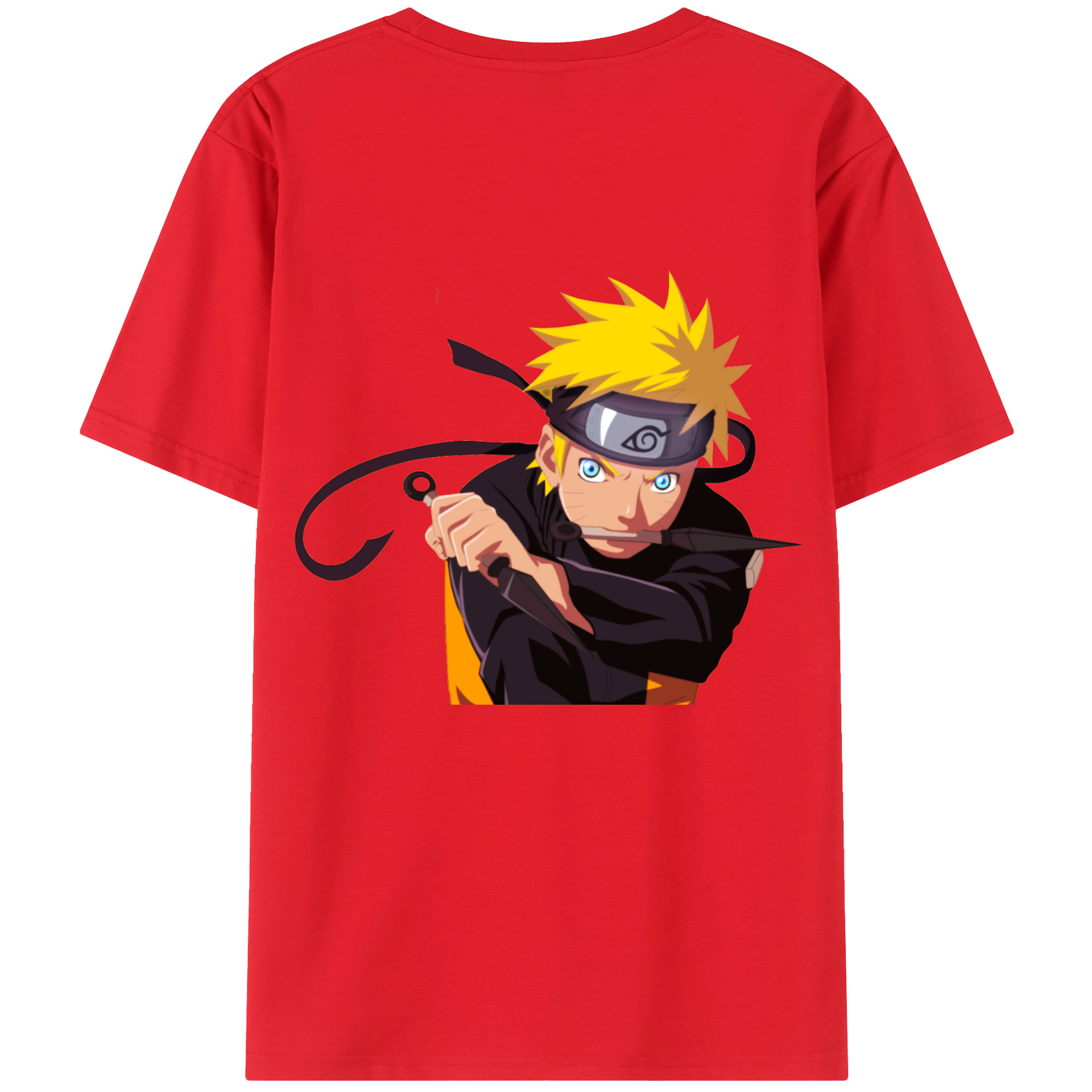 （画像用） NARUTO -ナルト- うずまき ナルト Uzumaki Naruto 綿100％ メンズ半袖Tシャツ（バックプリント） 通気性