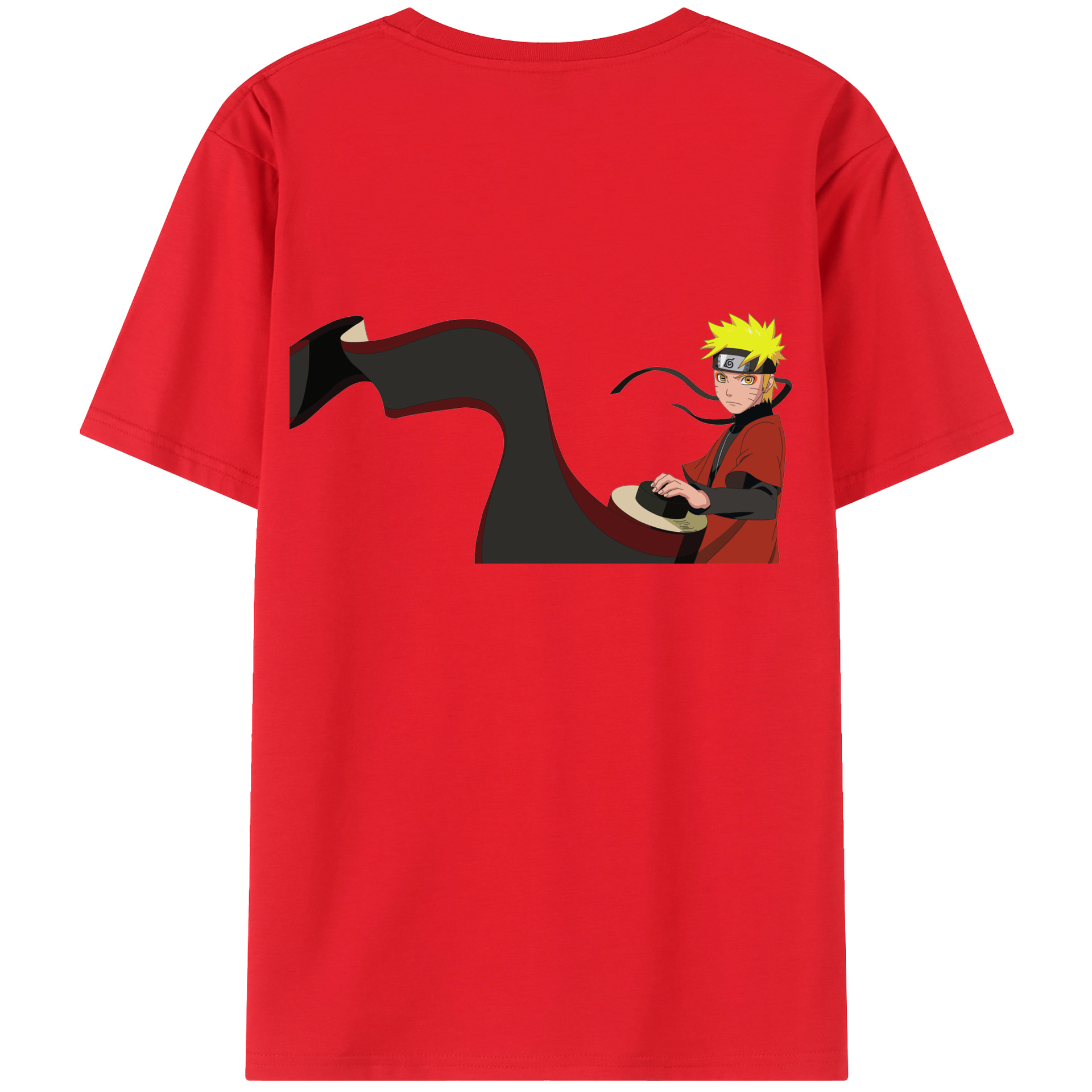 （画像用） NARUTO -ナルト- うずまき ナルト Uzumaki Naruto 綿100％ メンズ半袖Tシャツ（バックプリント） 通気性