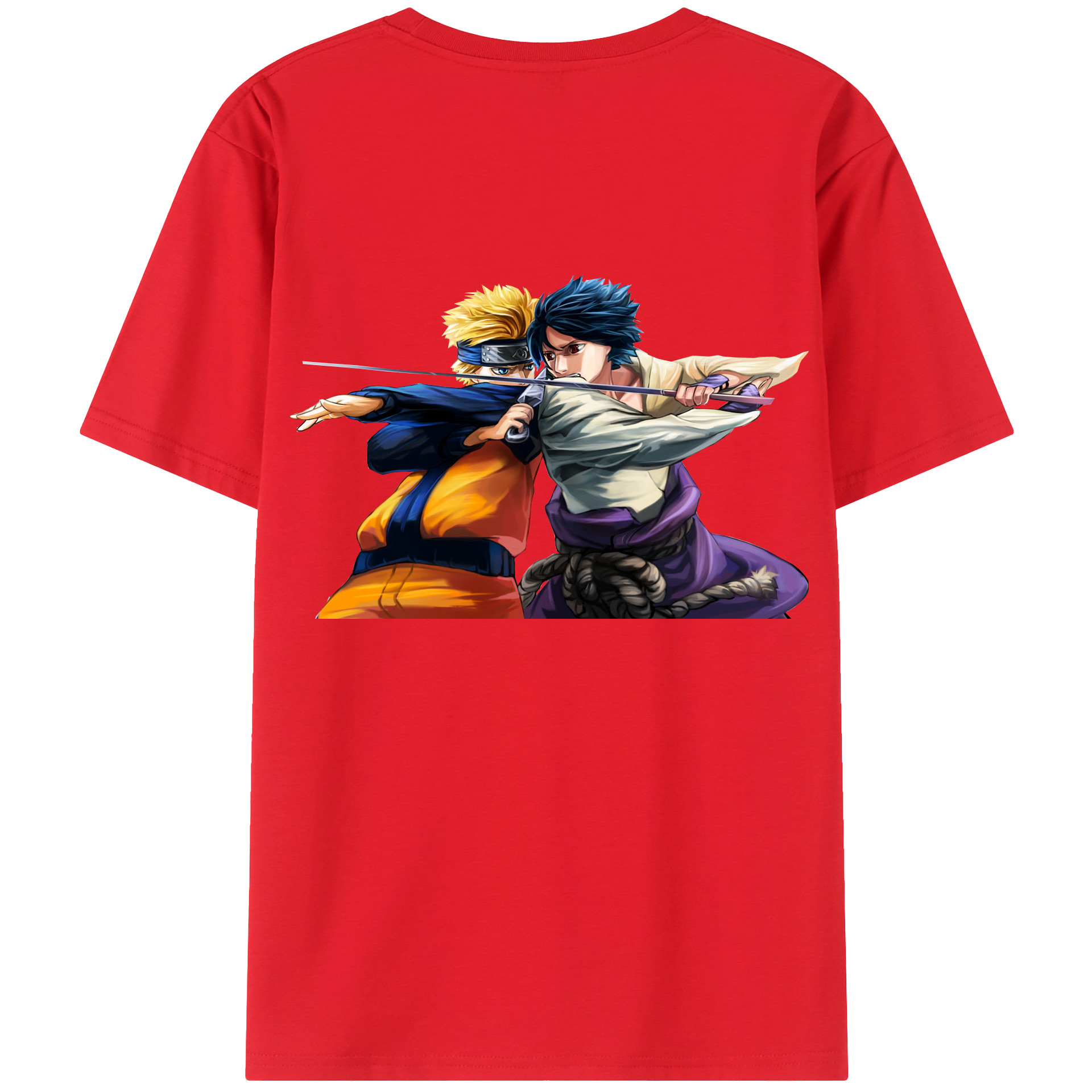 （画像用） NARUTO -ナルト- うずまき ナルト Uzumaki Naruto 綿100％ メンズ半袖Tシャツ（バックプリント） 通気性