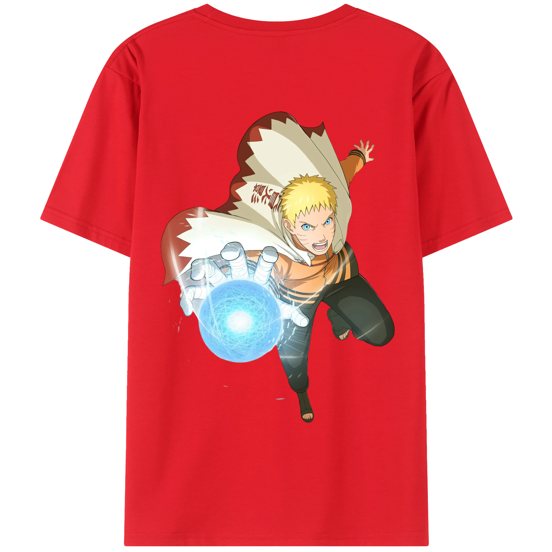 （画像用） NARUTO -ナルト- うずまき ナルト Uzumaki Naruto 綿100％ メンズ半袖Tシャツ（バックプリント） 通気性