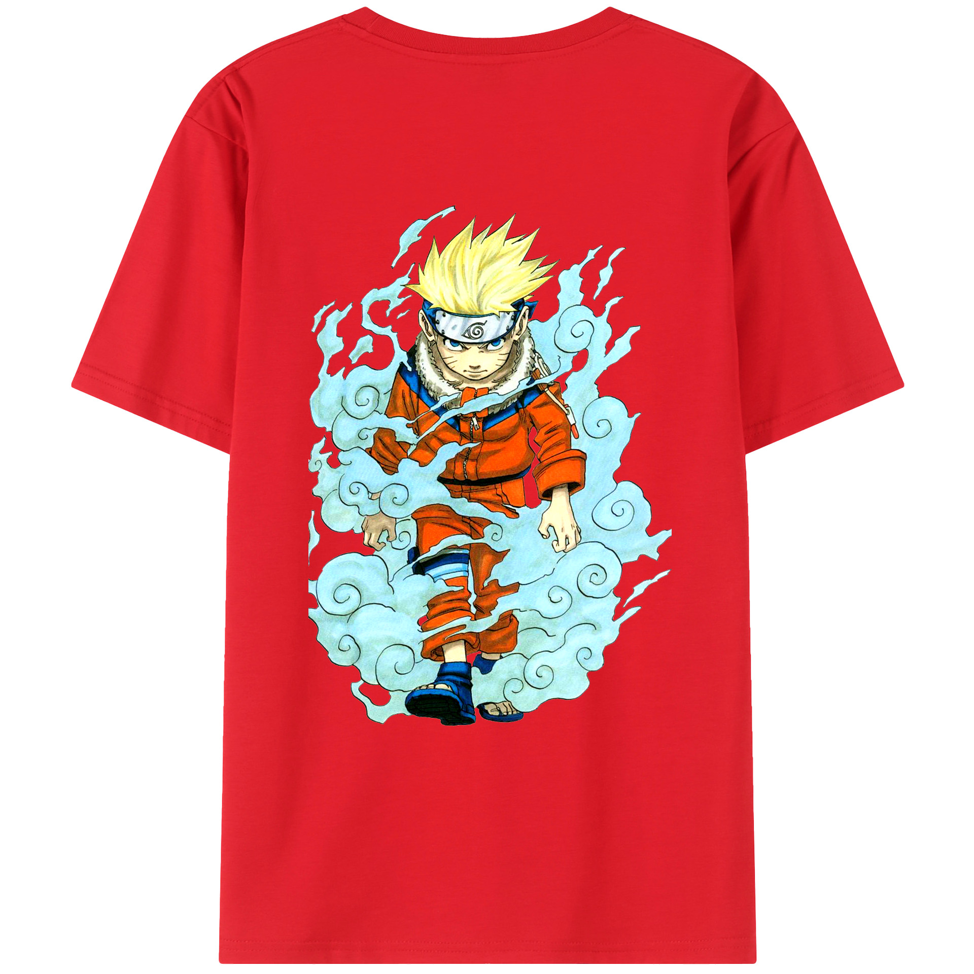 （画像用） NARUTO -ナルト- うずまき ナルト Uzumaki Naruto 綿100％ メンズ半袖Tシャツ（バックプリント） 通気性