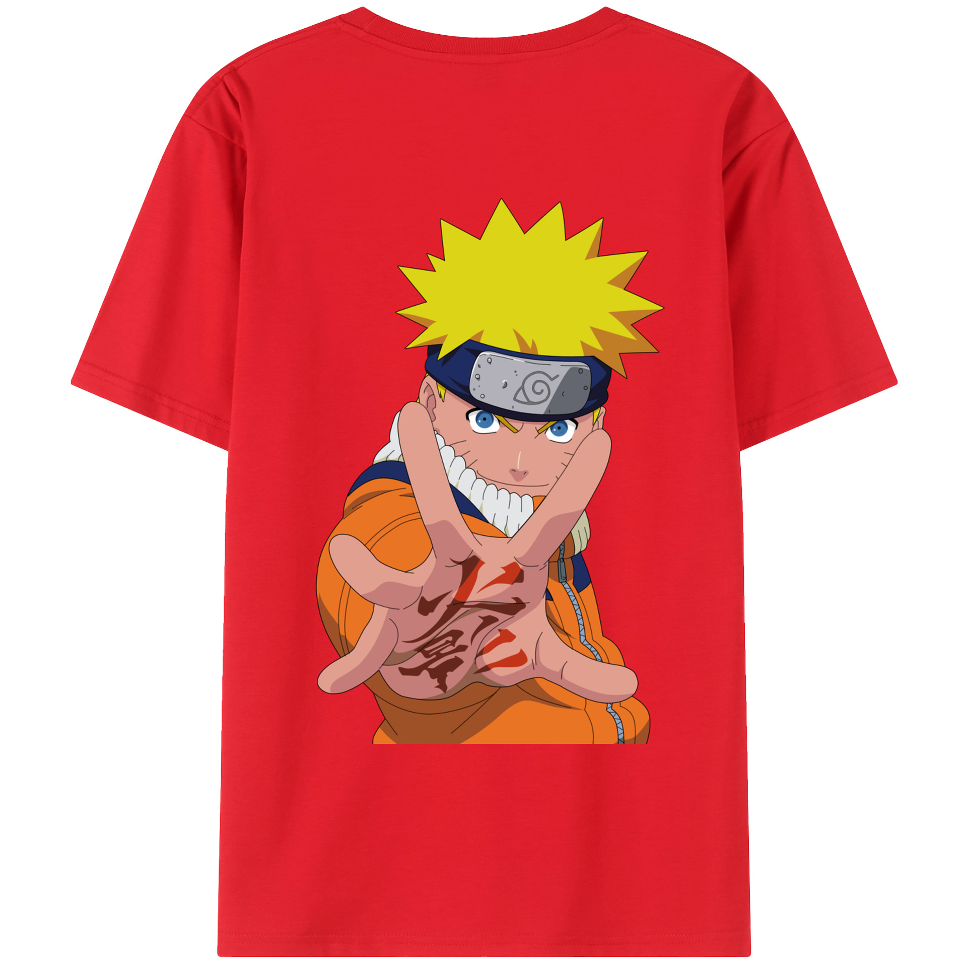 （画像用） NARUTO -ナルト- うずまき ナルト Uzumaki Naruto 綿100％ メンズ半袖Tシャツ（バックプリント） 通気性