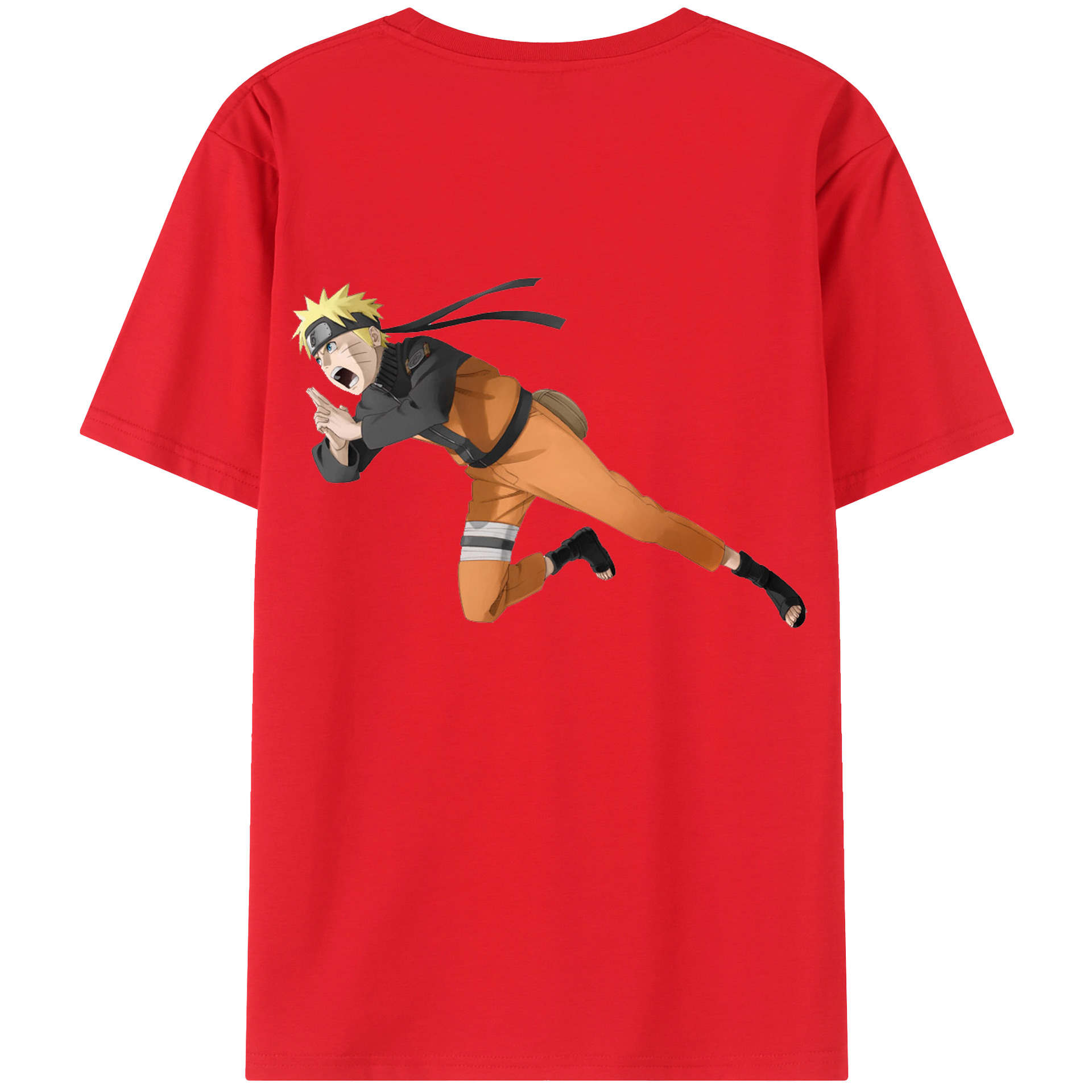 （画像用） NARUTO -ナルト- うずまき ナルト Uzumaki Naruto 綿100％ メンズ半袖Tシャツ（バックプリント） 通気性