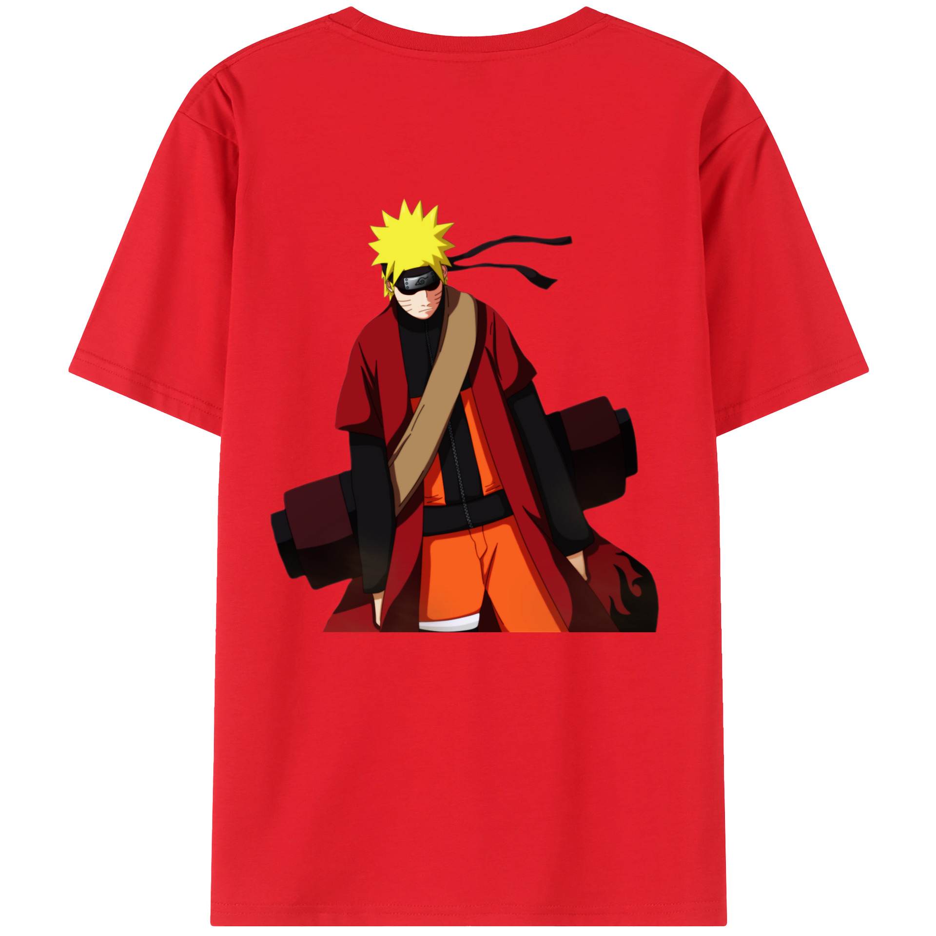 （画像用） NARUTO -ナルト- うずまき ナルト Uzumaki Naruto 綿100％ メンズ半袖Tシャツ（バックプリント） 通気性
