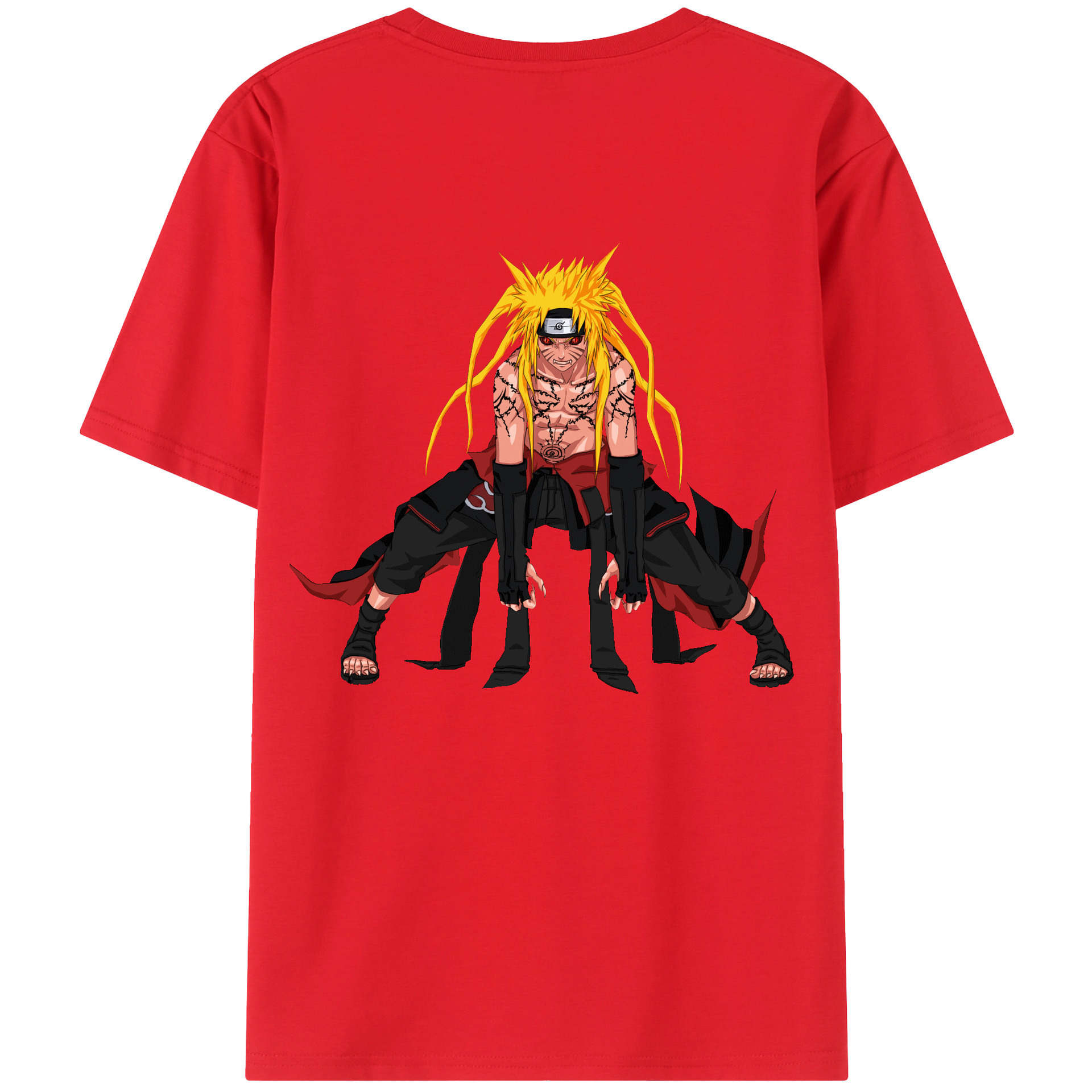 （画像用） NARUTO -ナルト- うずまき ナルト Uzumaki Naruto 綿100％ メンズ半袖Tシャツ（バックプリント） 通気性