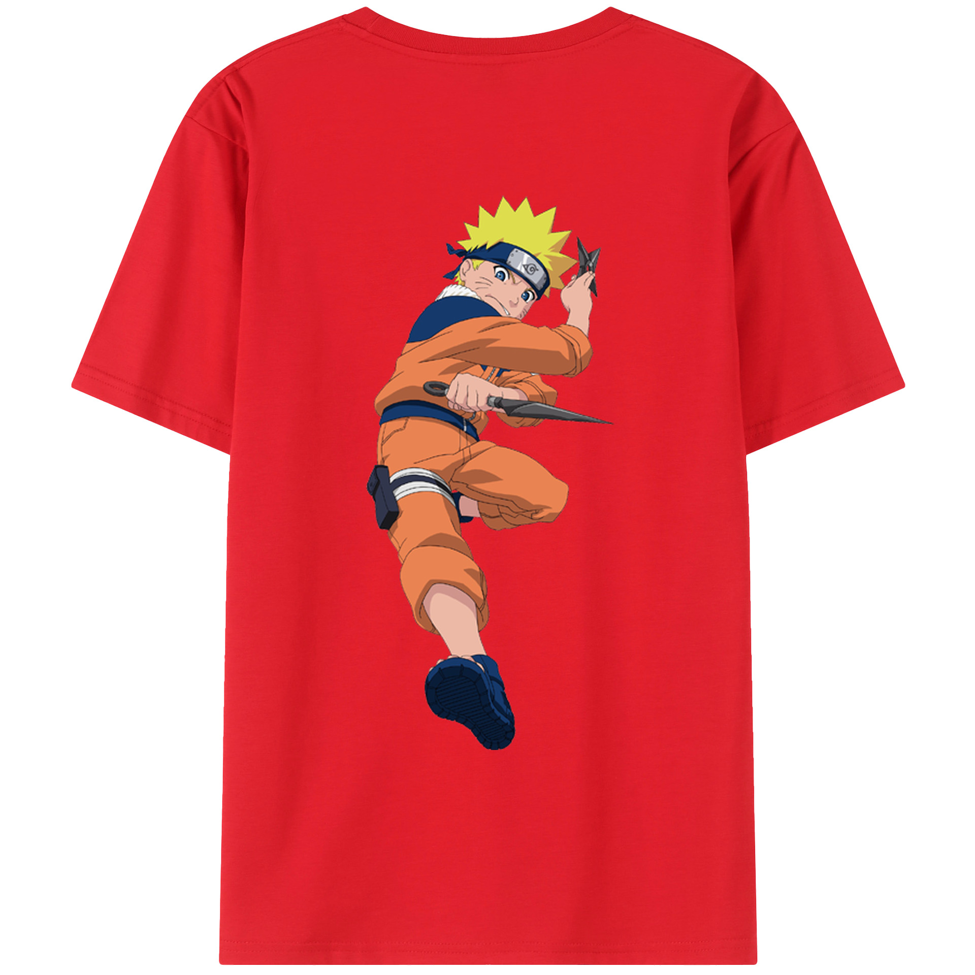 （画像用） NARUTO -ナルト- うずまき ナルト Uzumaki Naruto 綿100％ メンズ半袖Tシャツ（バックプリント） 通気性