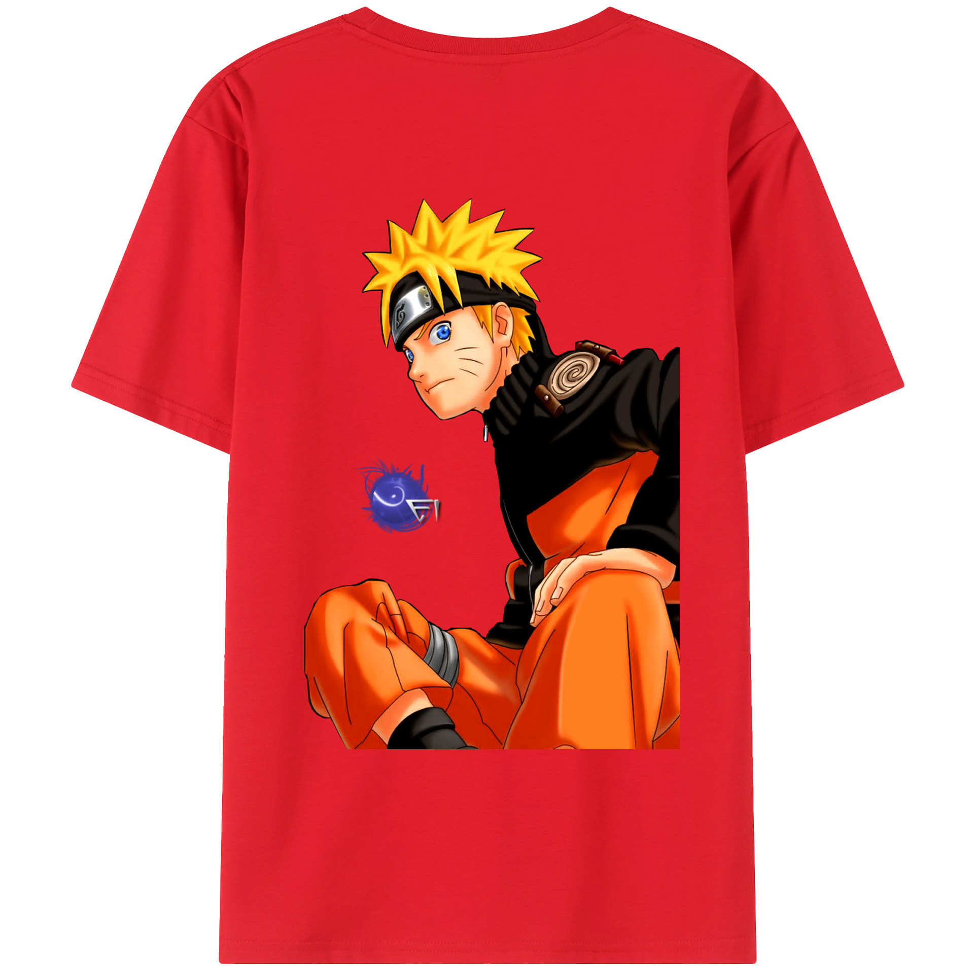 （画像用） NARUTO -ナルト- うずまき ナルト Uzumaki Naruto 綿100％ メンズ半袖Tシャツ（バックプリント） 通気性
