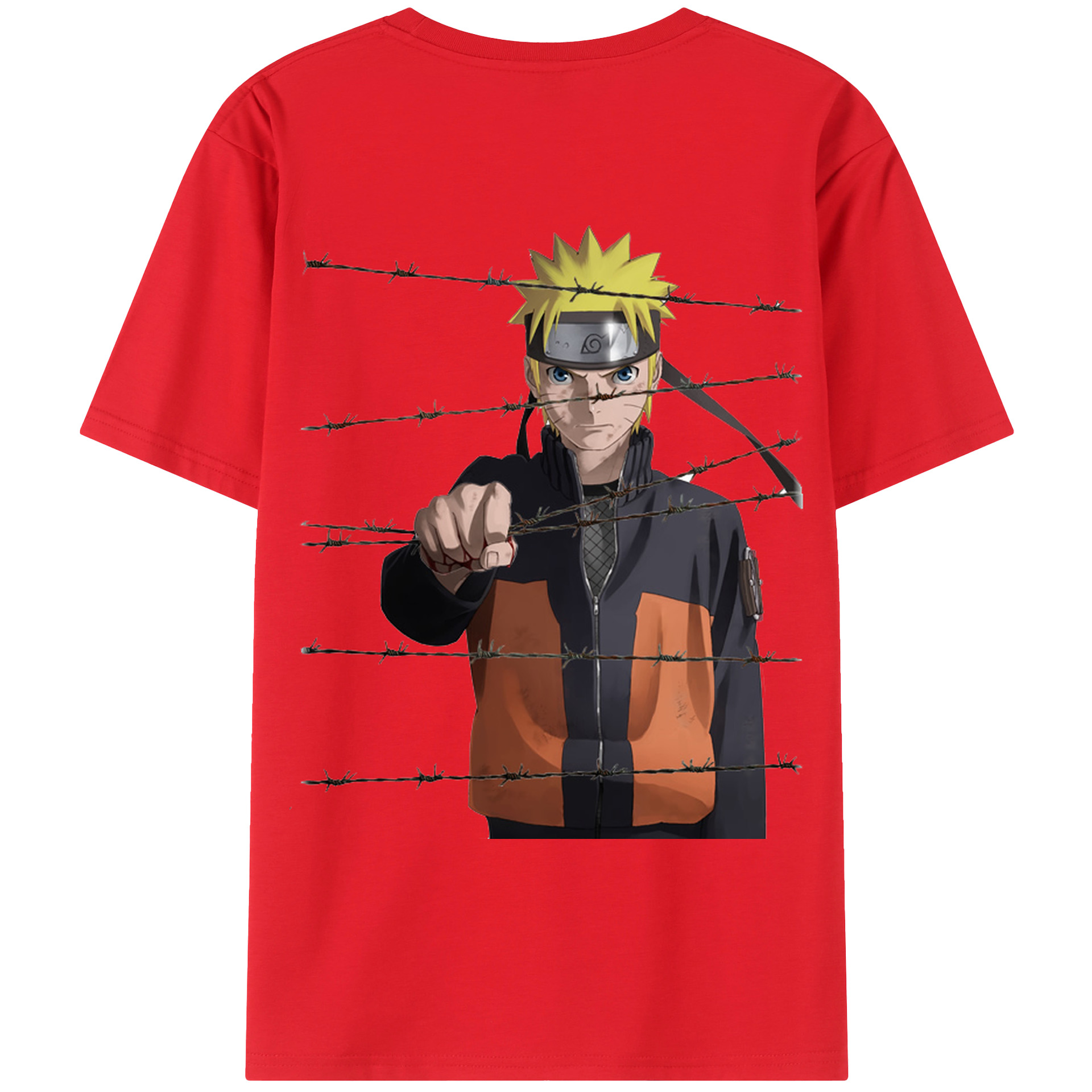 （画像用） NARUTO -ナルト- うずまき ナルト Uzumaki Naruto 綿100％ メンズ半袖Tシャツ（バックプリント） 通気性