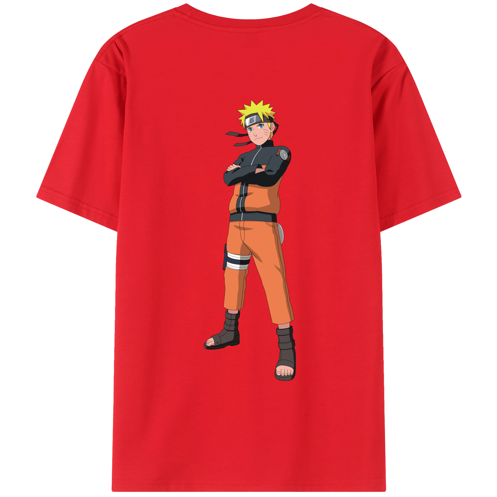 （画像用） NARUTO -ナルト- うずまき ナルト Uzumaki Naruto 綿100％ メンズ半袖Tシャツ（バックプリント） 通気性
