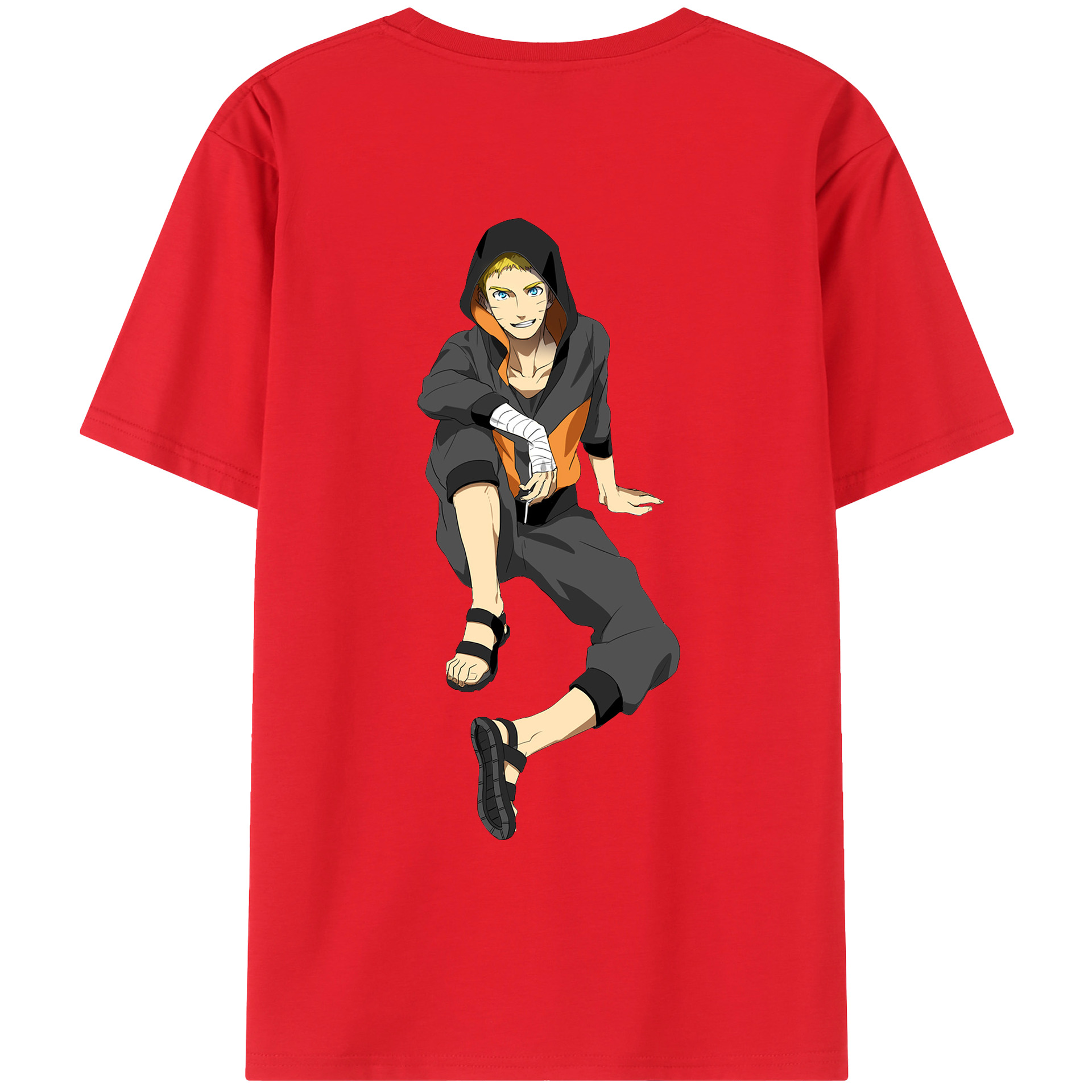 （画像用） NARUTO -ナルト- うずまき ナルト Uzumaki Naruto 綿100％ メンズ半袖Tシャツ（バックプリント） 通気性