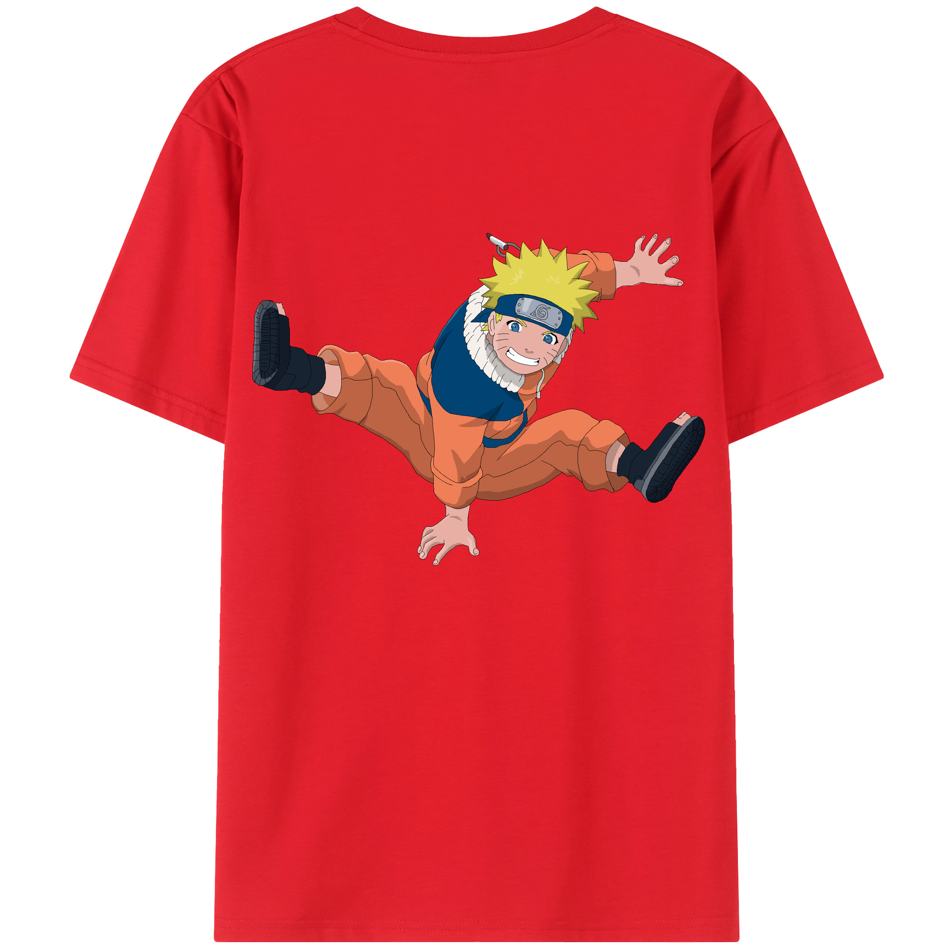 （画像用） NARUTO -ナルト- うずまき ナルト Uzumaki Naruto 綿100％ メンズ半袖Tシャツ（バックプリント） 通気性