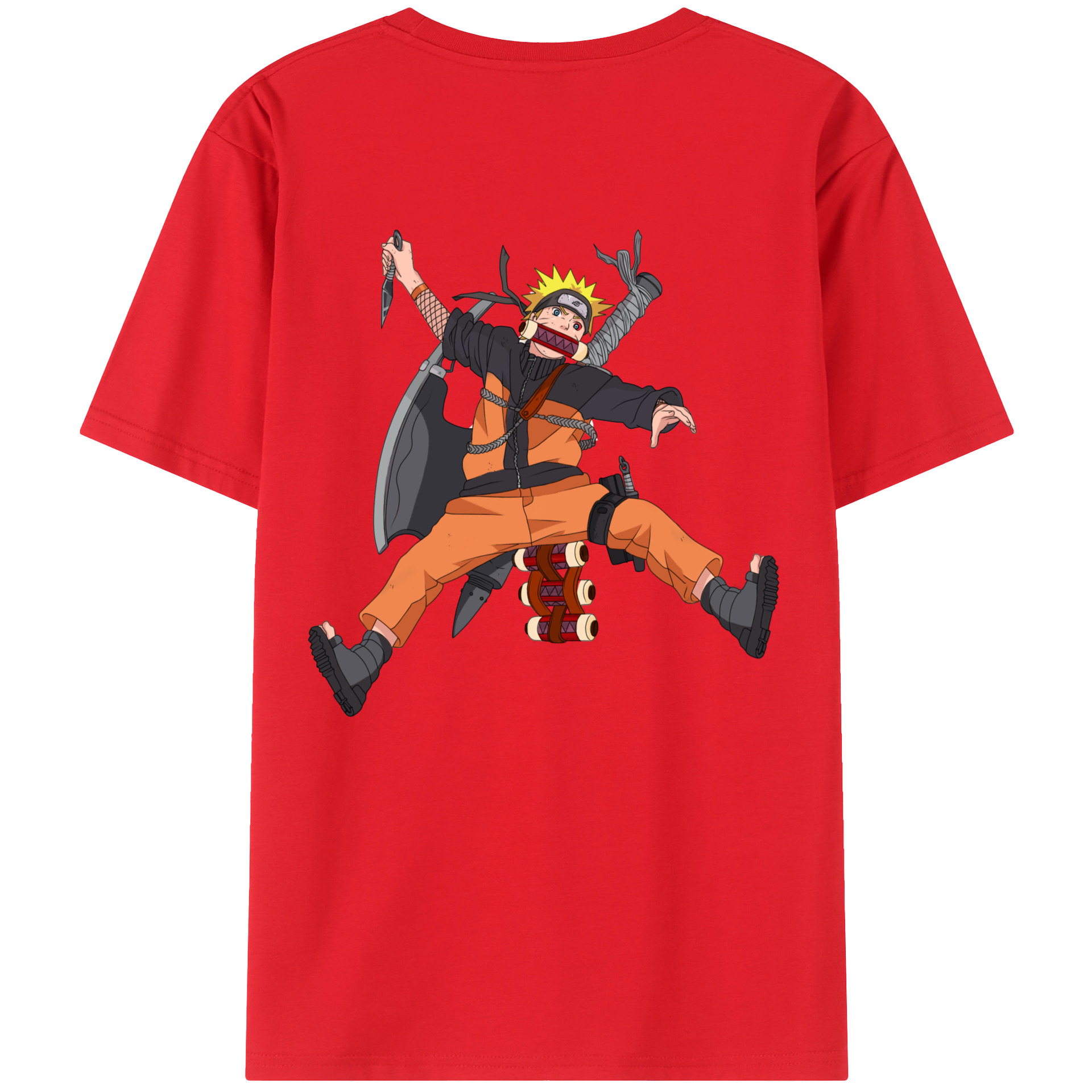 （画像用） NARUTO -ナルト- うずまき ナルト Uzumaki Naruto 綿100％ メンズ半袖Tシャツ（バックプリント） 通気性