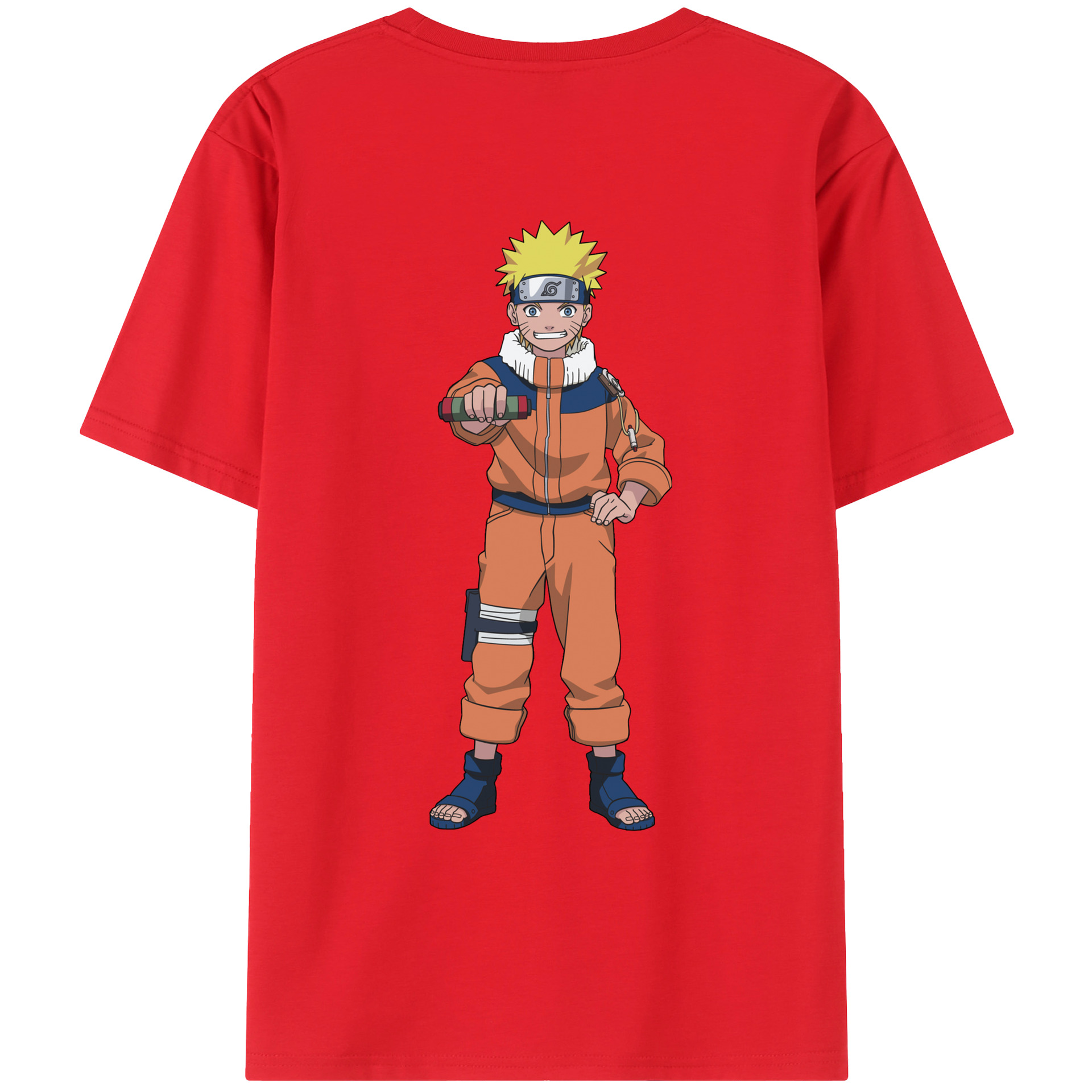（画像用） NARUTO -ナルト- うずまき ナルト Uzumaki Naruto 綿100％ メンズ半袖Tシャツ（バックプリント） 通気性