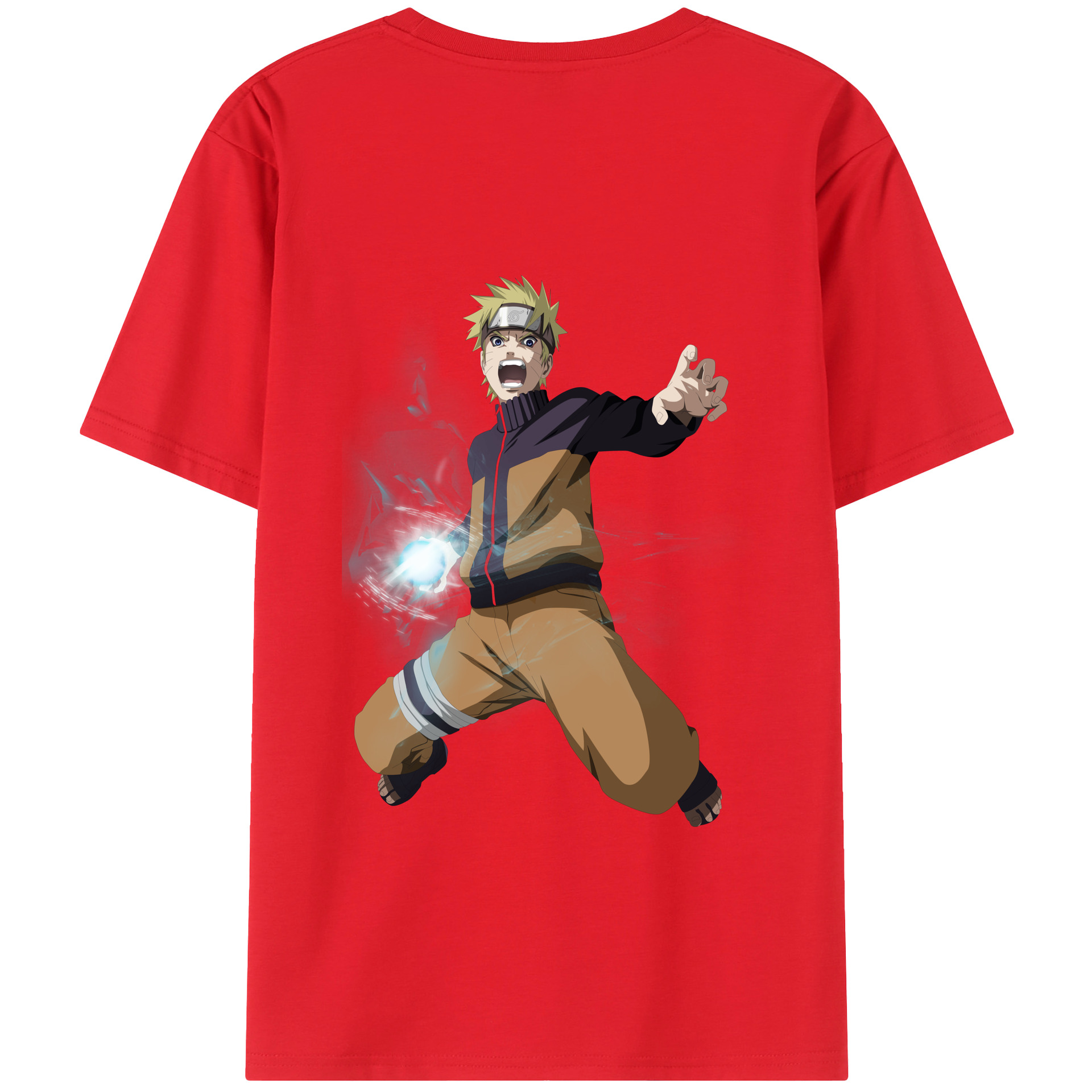 （画像用） NARUTO -ナルト- うずまき ナルト Uzumaki Naruto 綿100％ メンズ半袖Tシャツ（バックプリント） 通気性