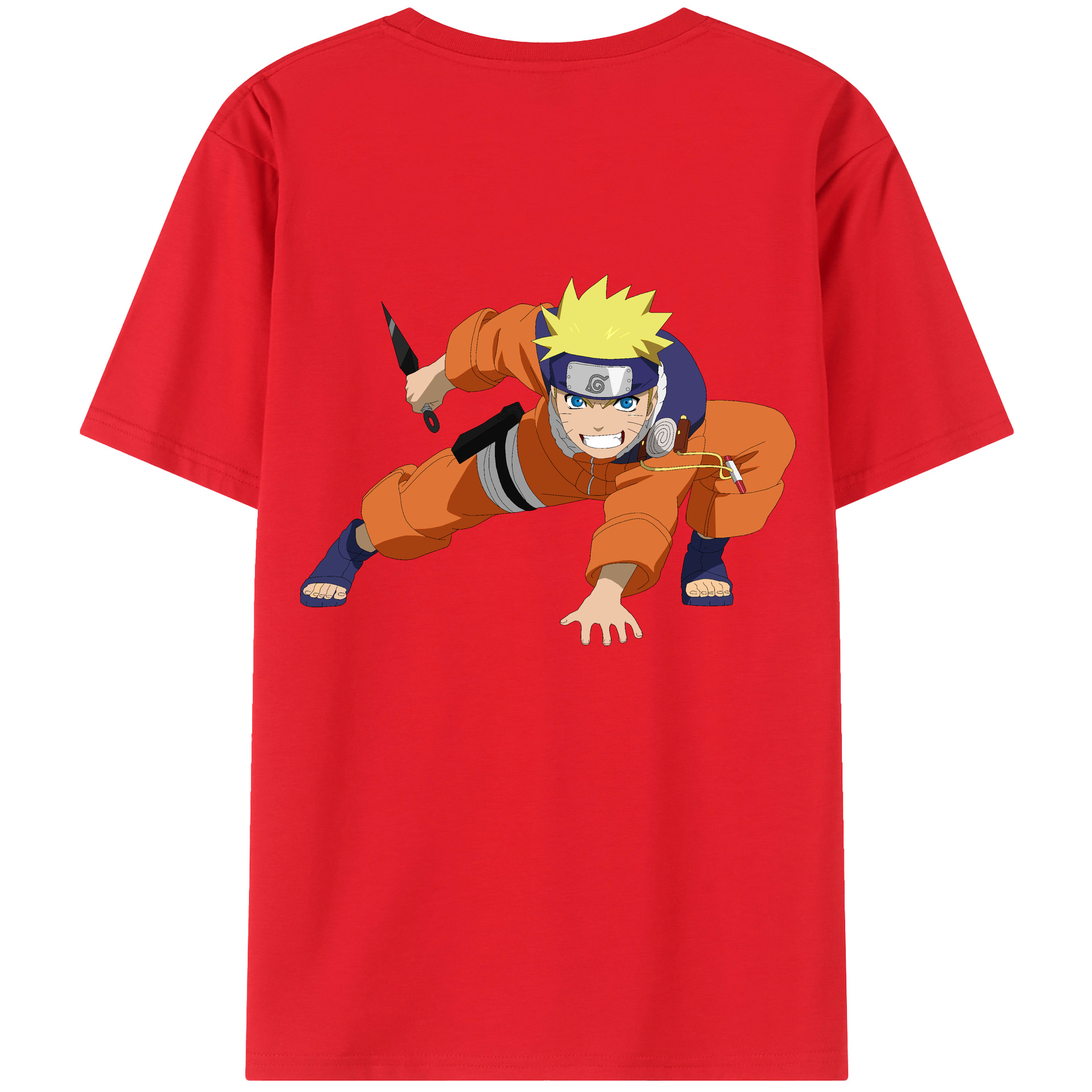 （画像用） NARUTO -ナルト- うずまき ナルト Uzumaki Naruto 綿100％ メンズ半袖Tシャツ（バックプリント） 通気性