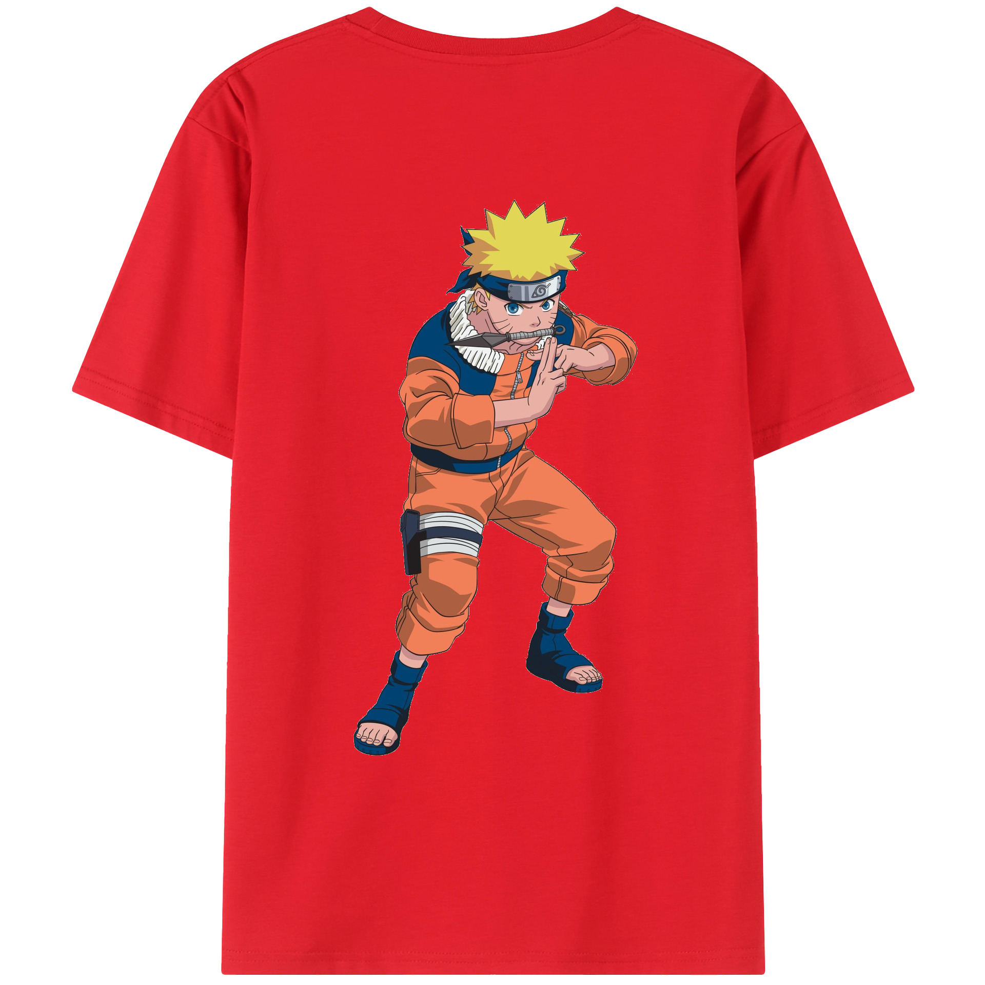 （画像用） NARUTO -ナルト- うずまき ナルト Uzumaki Naruto 綿100％ メンズ半袖Tシャツ（バックプリント） 通気性