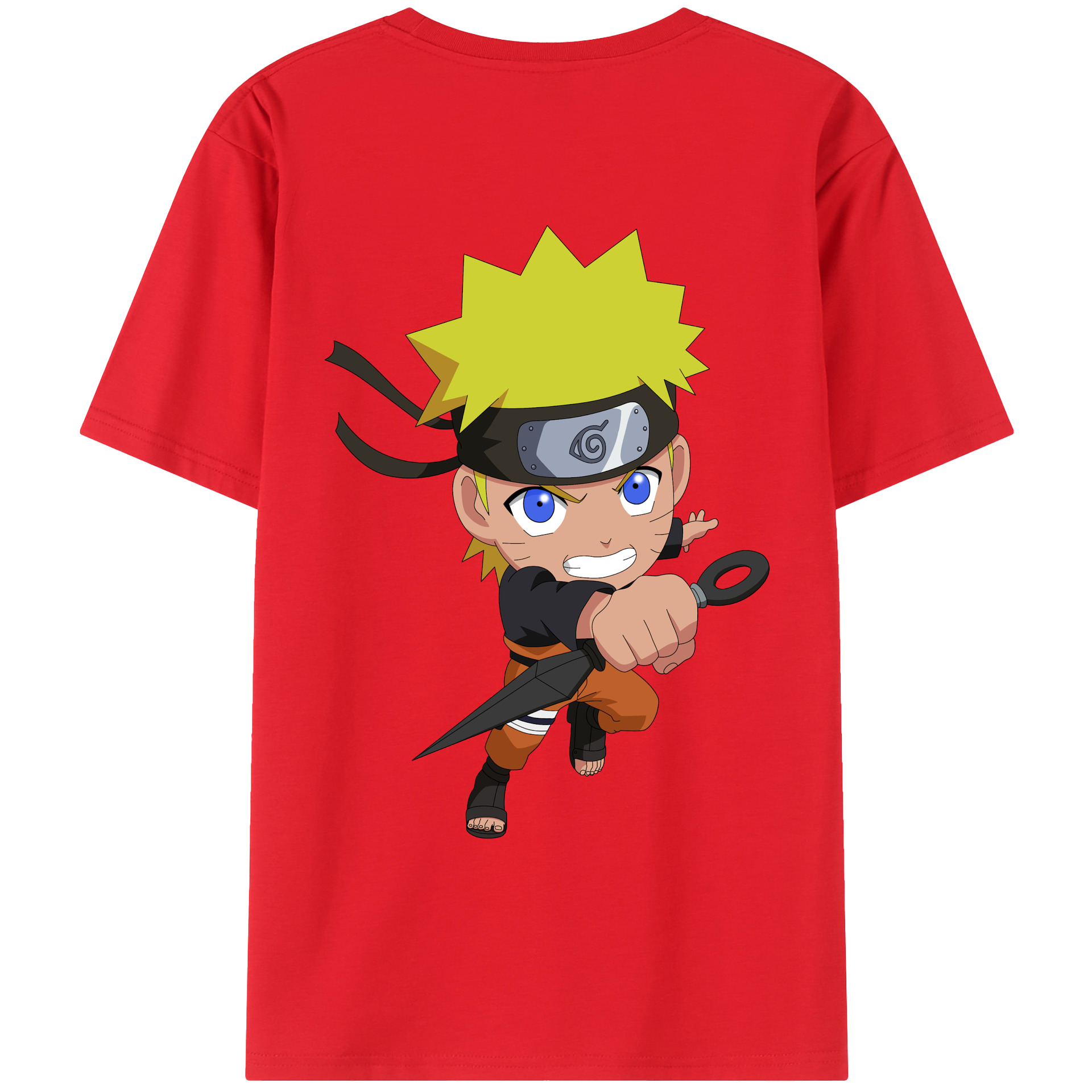 （画像用） NARUTO -ナルト- うずまき ナルト Uzumaki Naruto 綿100％ メンズ半袖Tシャツ（バックプリント） 通気性