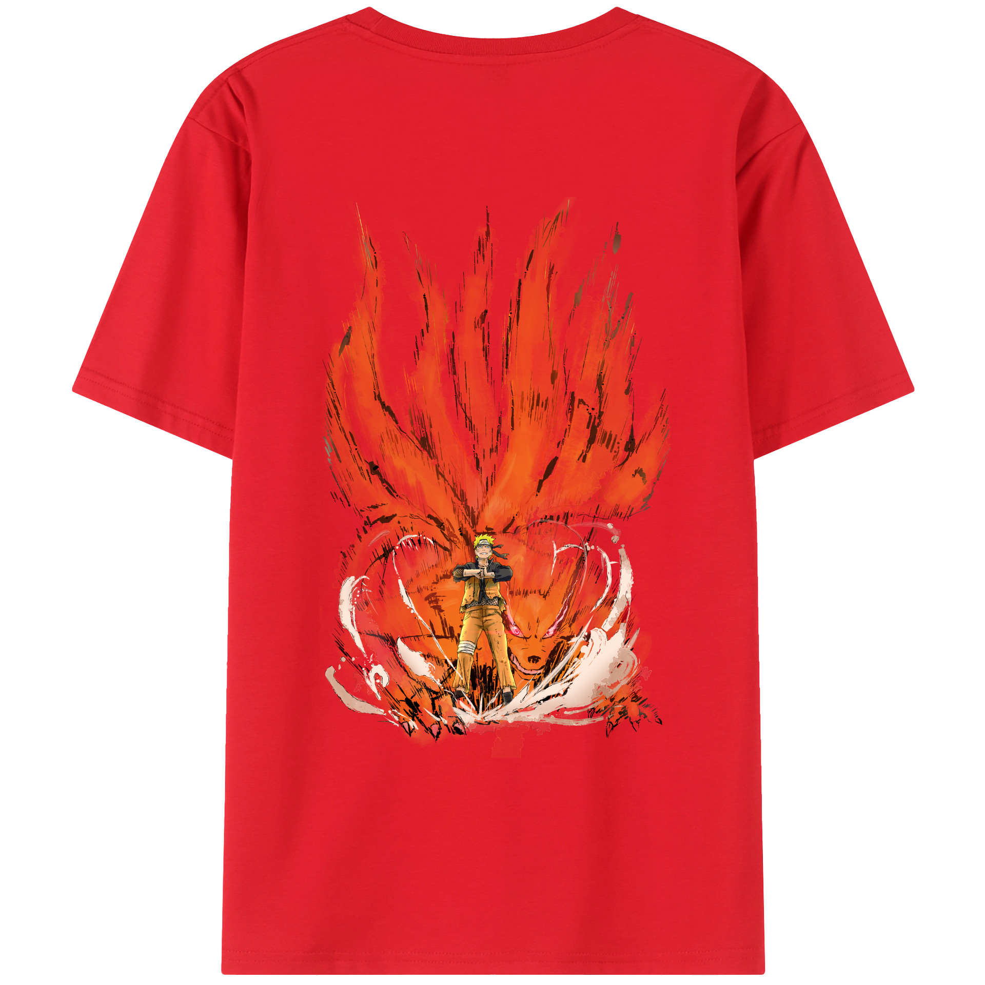 （画像用） NARUTO -ナルト- うずまき ナルト Uzumaki Naruto 綿100％ メンズ半袖Tシャツ（バックプリント） 通気性