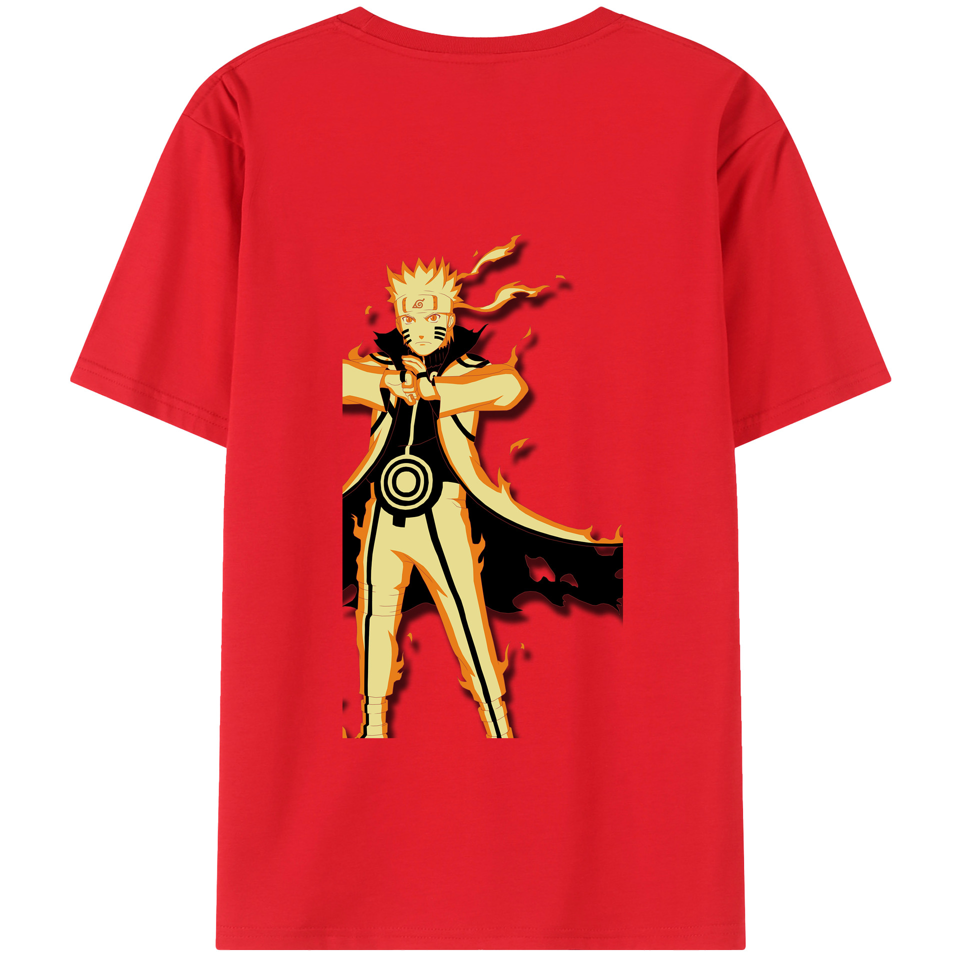 （画像用） NARUTO -ナルト- うずまき ナルト Uzumaki Naruto 綿100％ メンズ半袖Tシャツ（バックプリント） 通気性